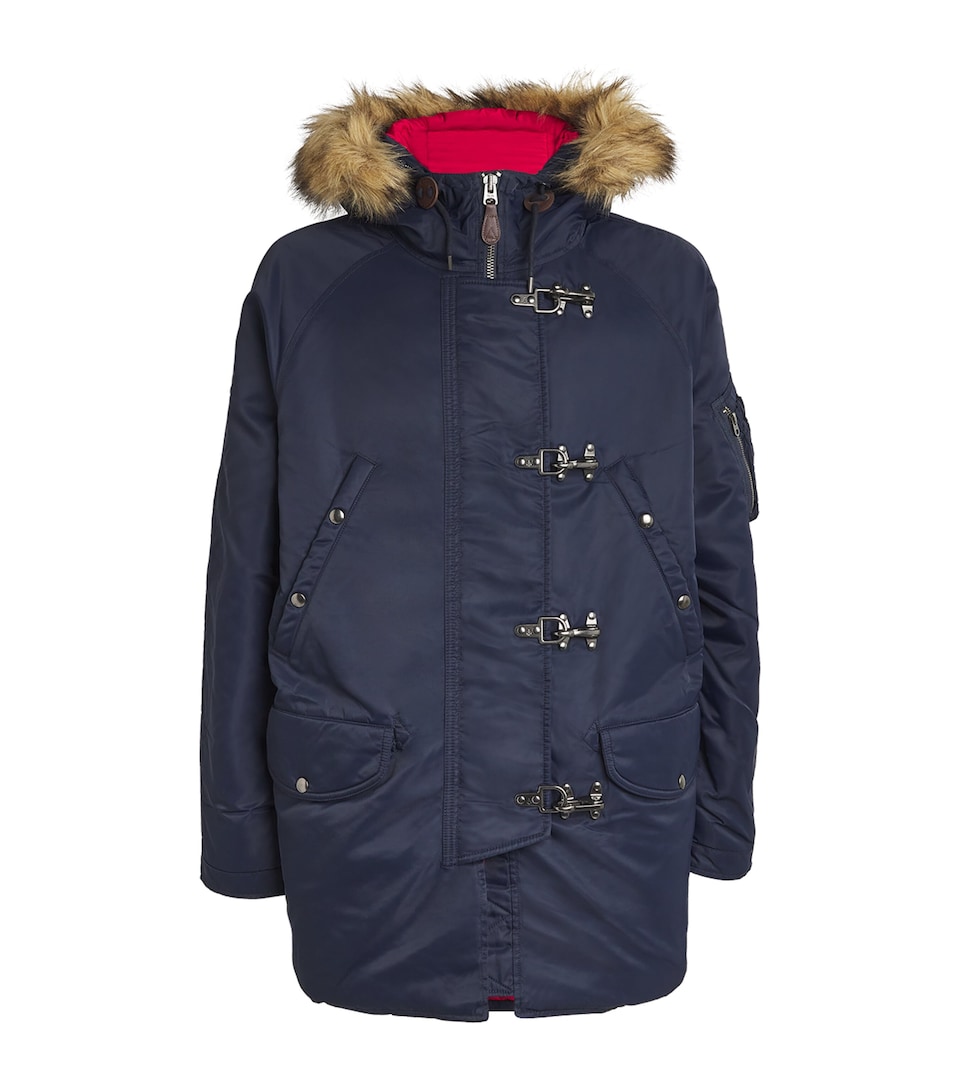 Polo Ralph Lauren Mens Faux Fur-Trim Down Parka Navy