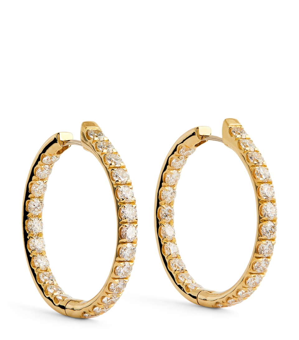 Yellow Gold and Diamond Large Honey Hoop Earrings
