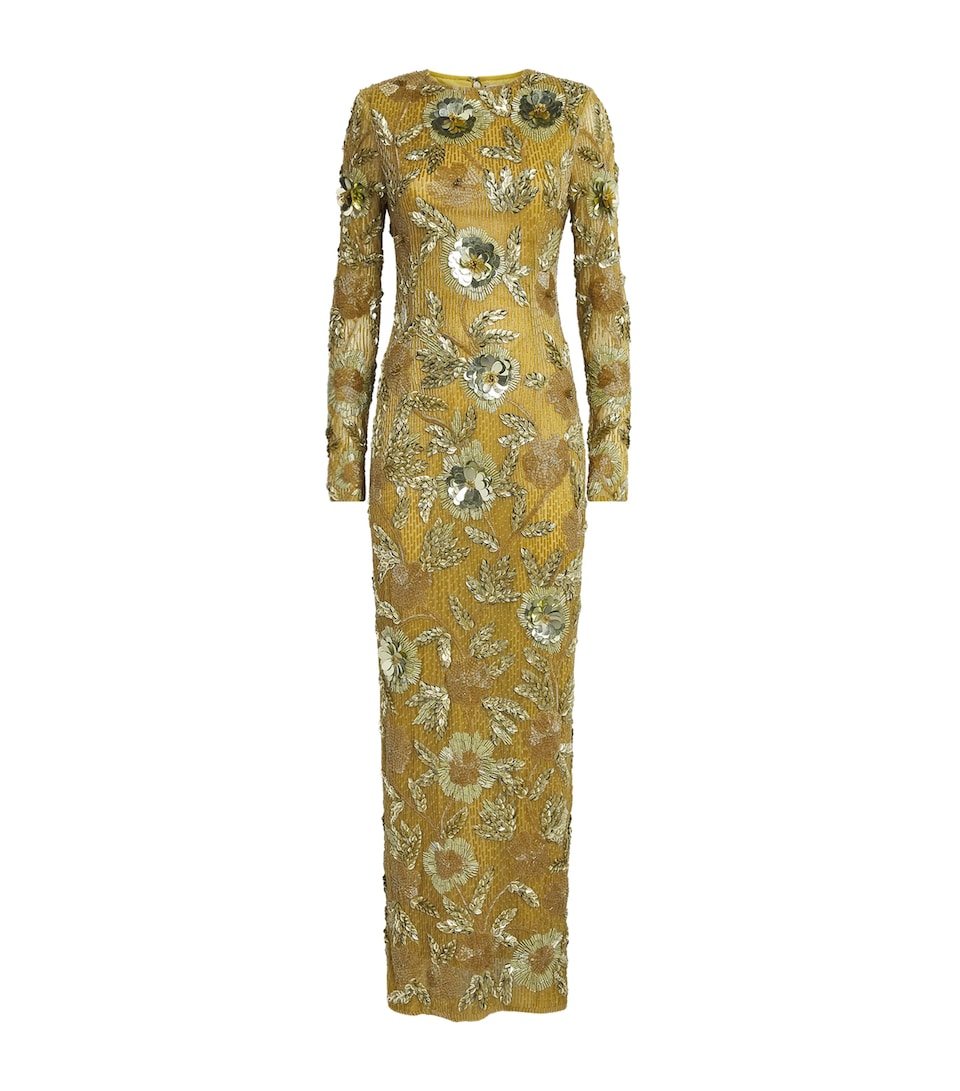 Rachel Gilbert Womens Embellished Pierre Gown Moss
