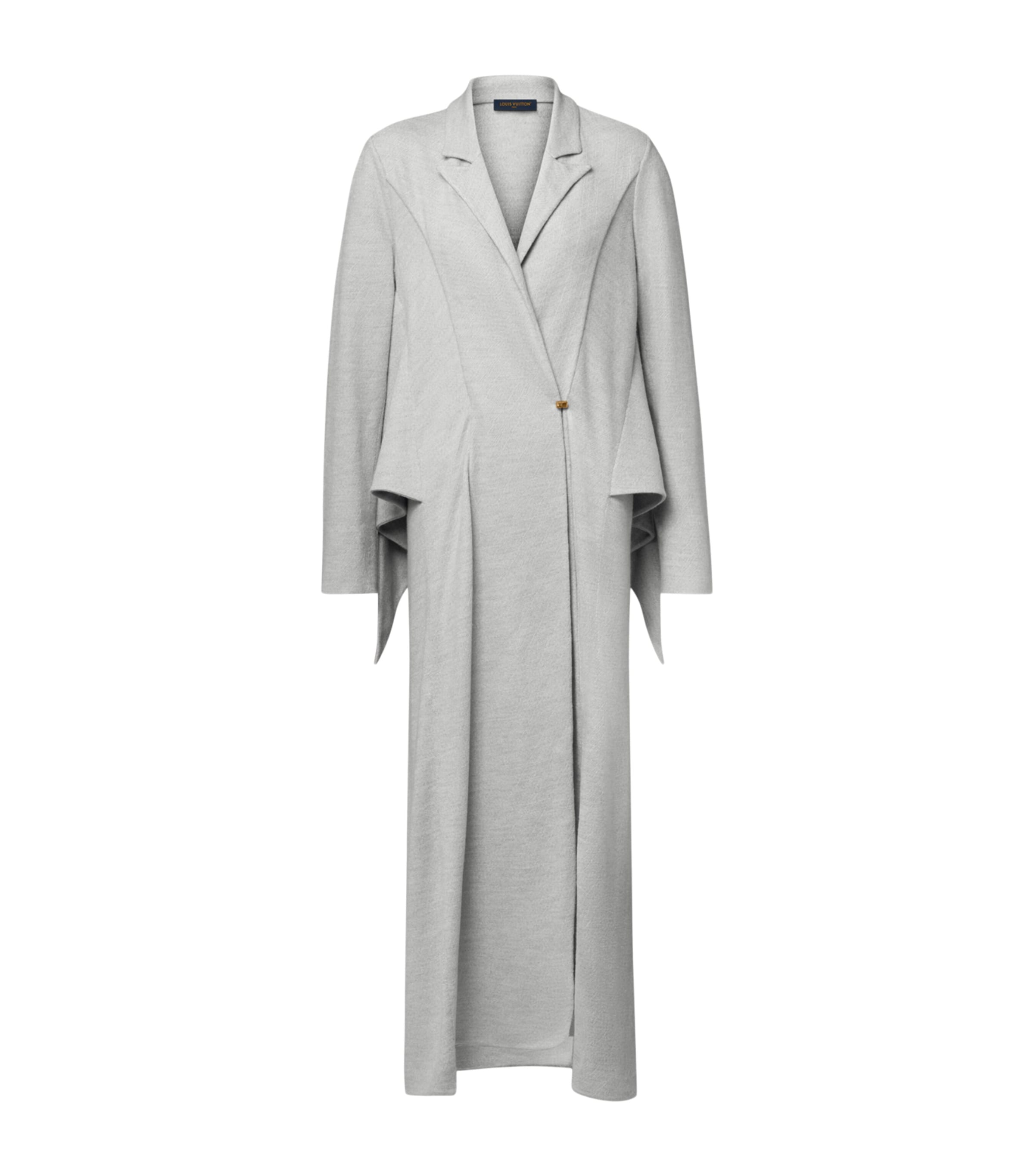 LOUIS VUITTON Womens Wool-Blend Tailored Robe Coat Stone Grey