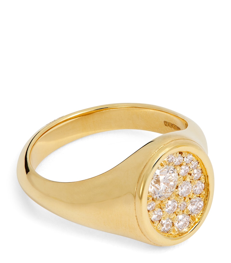 Yellow Gold and Diamond Forget Me Not Signet Ring