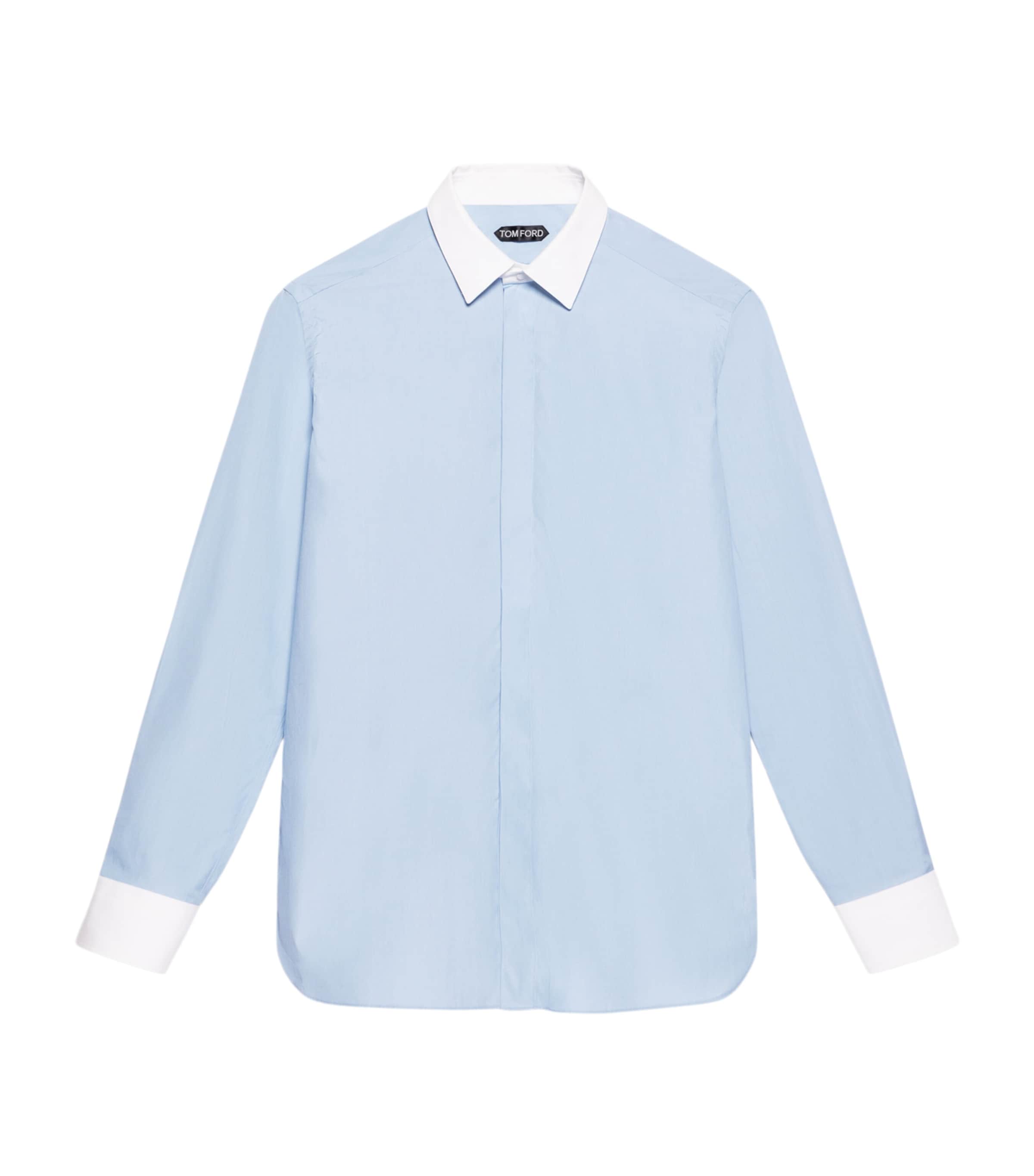 TOM FORD Mens Cotton Contrast-Trim Shirt Uac