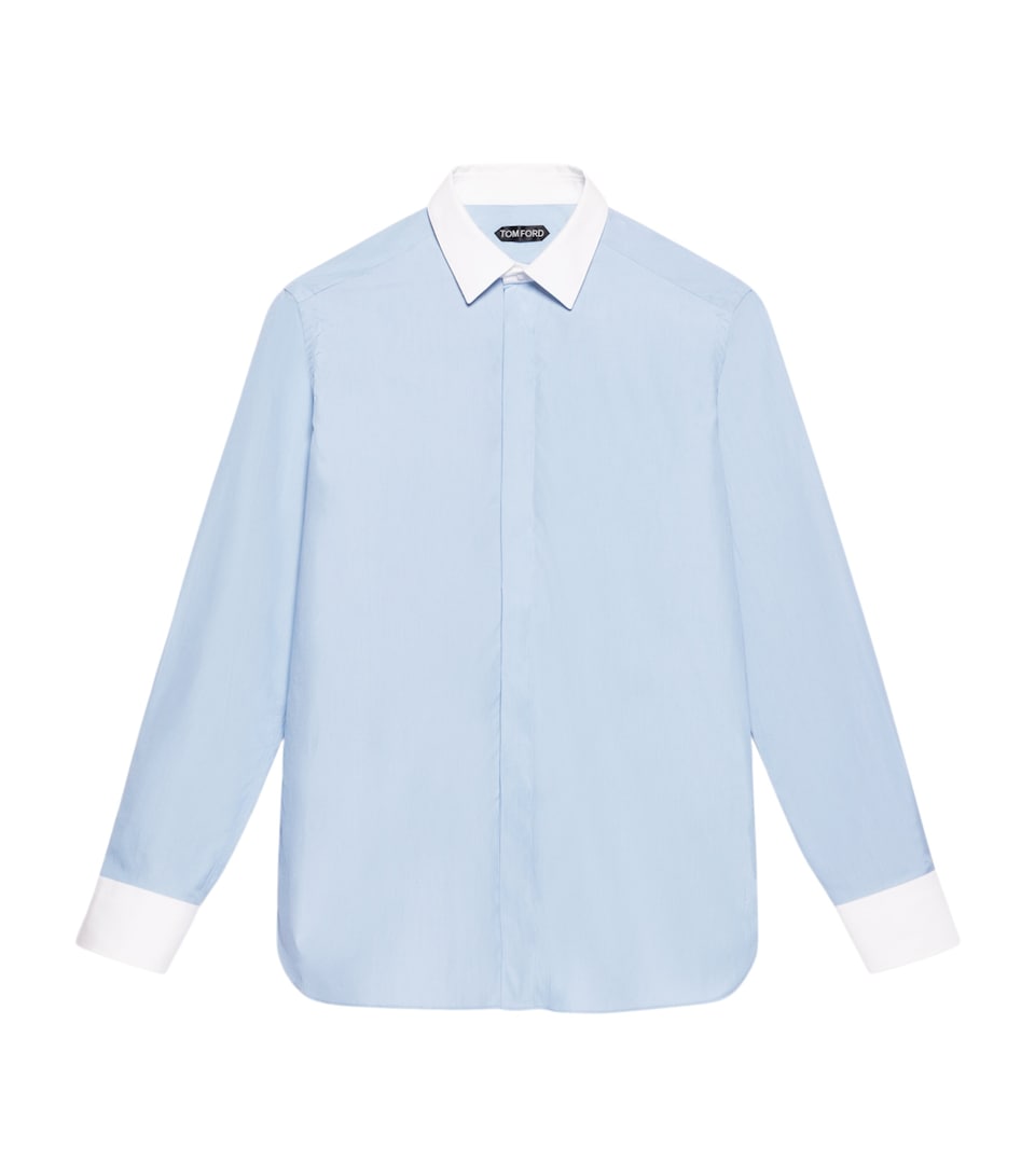 TOM FORD Mens Cotton Contrast-Trim Shirt Uac