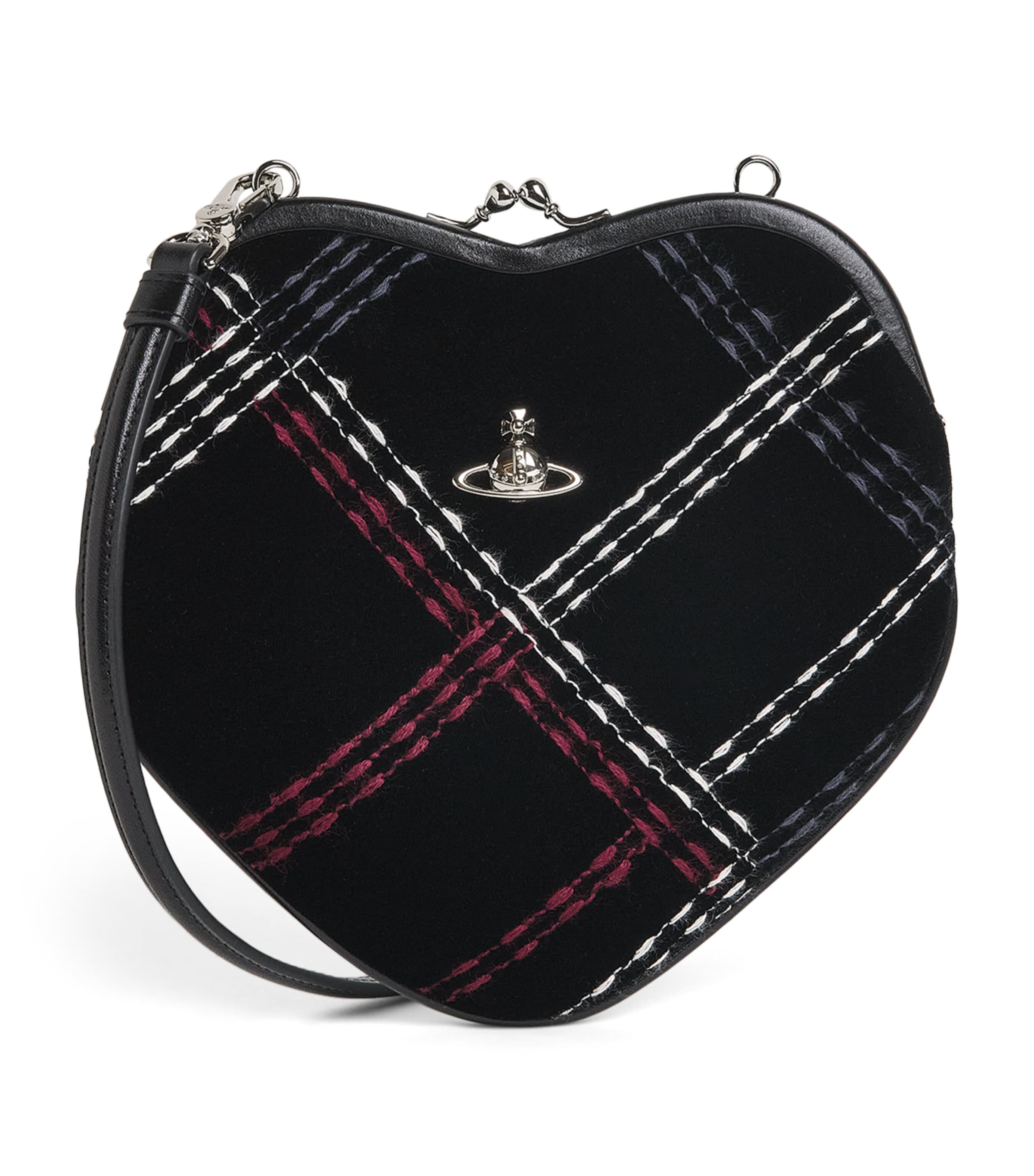 Vivienne Westwood Velvet Belle Heart Frame Shoulder Bag Black/mlti