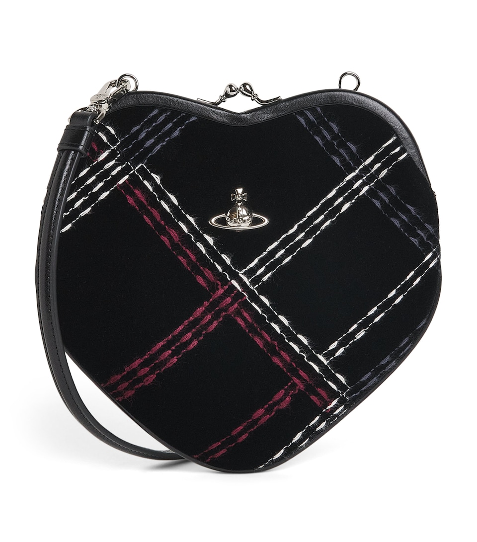Vivienne Westwood Velvet Belle Heart Frame Shoulder Bag Black/mlti