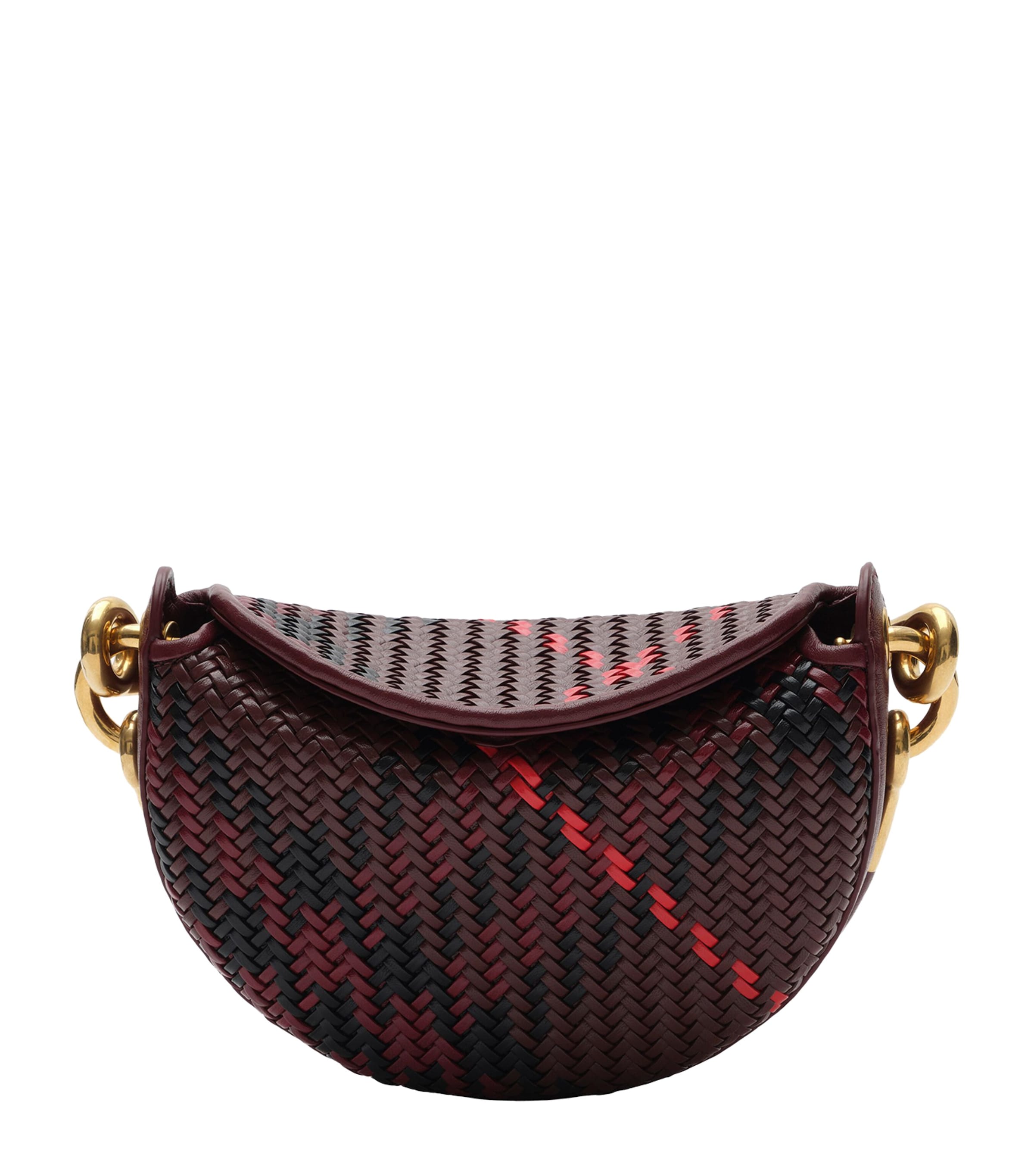 Burberry Woven Leather Check Bridle Clutch Bag Burgundy