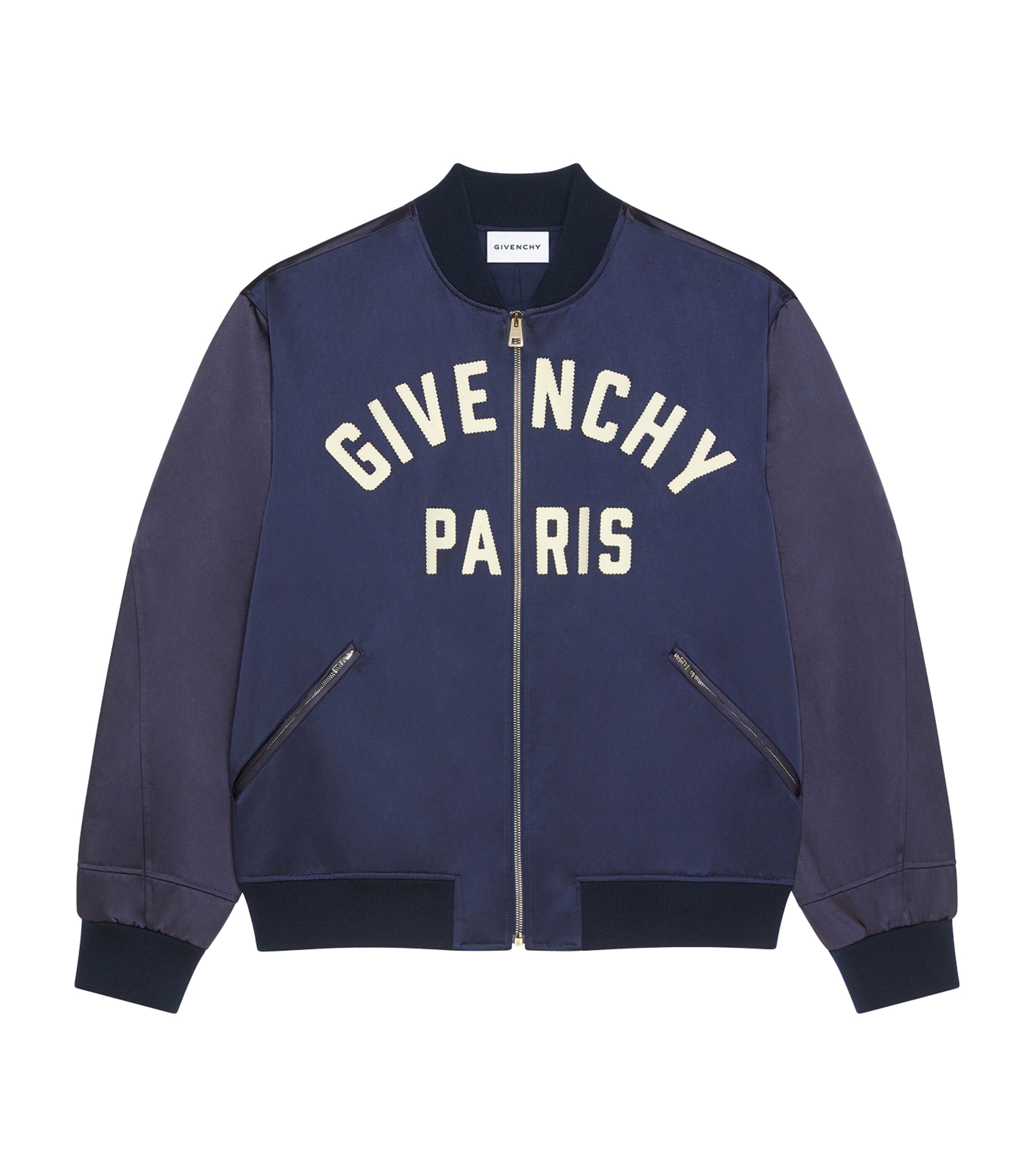 Givenchy Mens Satin Bomber Jacket Navy