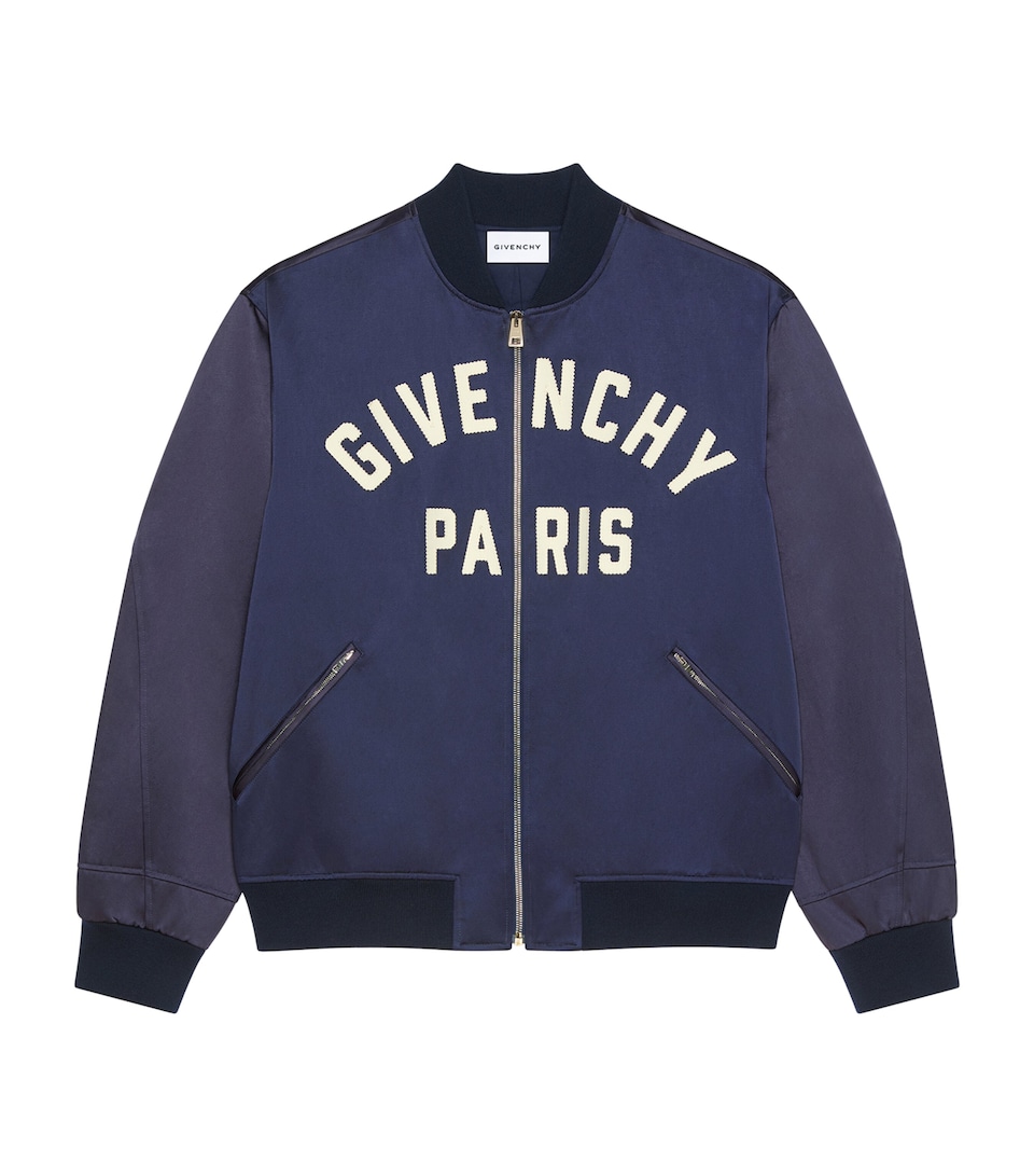 Givenchy Mens Satin Bomber Jacket Navy