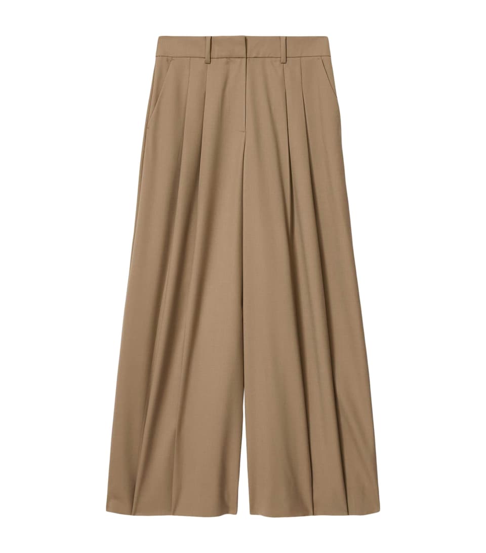 AllSaints Womens Wool-Blend Wide-Leg Poppy Trousers Sand Brown