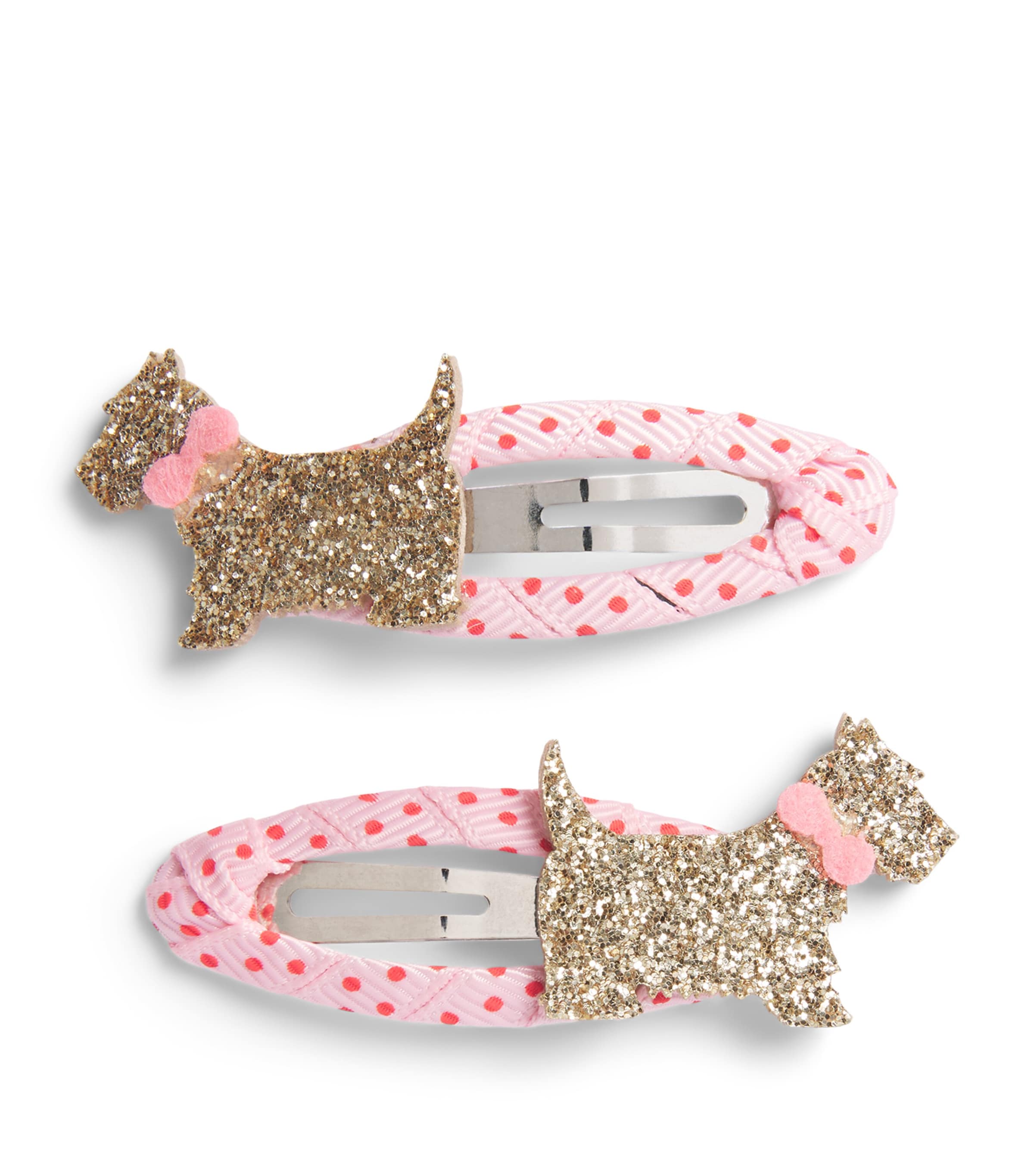 Rockahula Glitter Spotty Scottie Hair Clips Pink