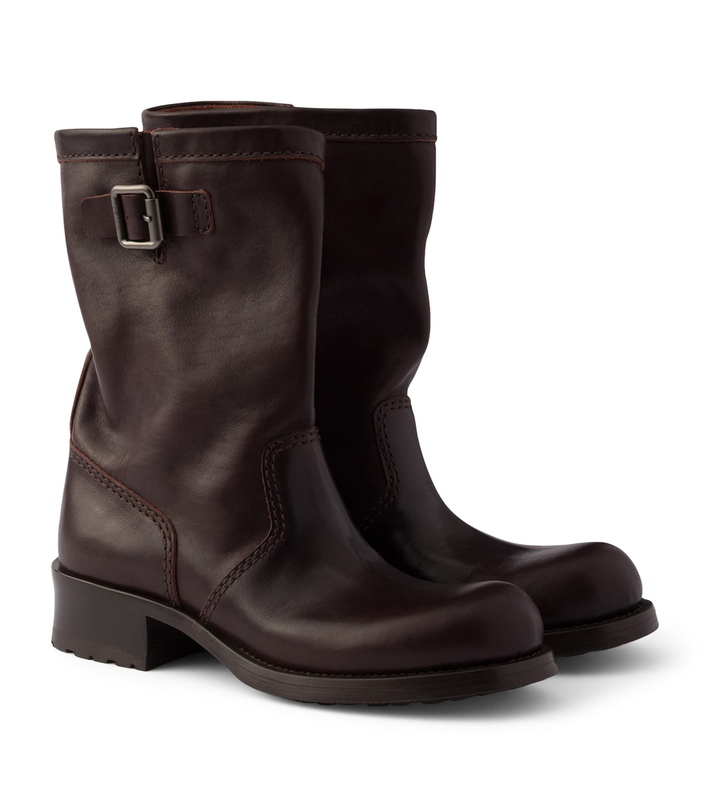 Leather Mid-Calf Boots