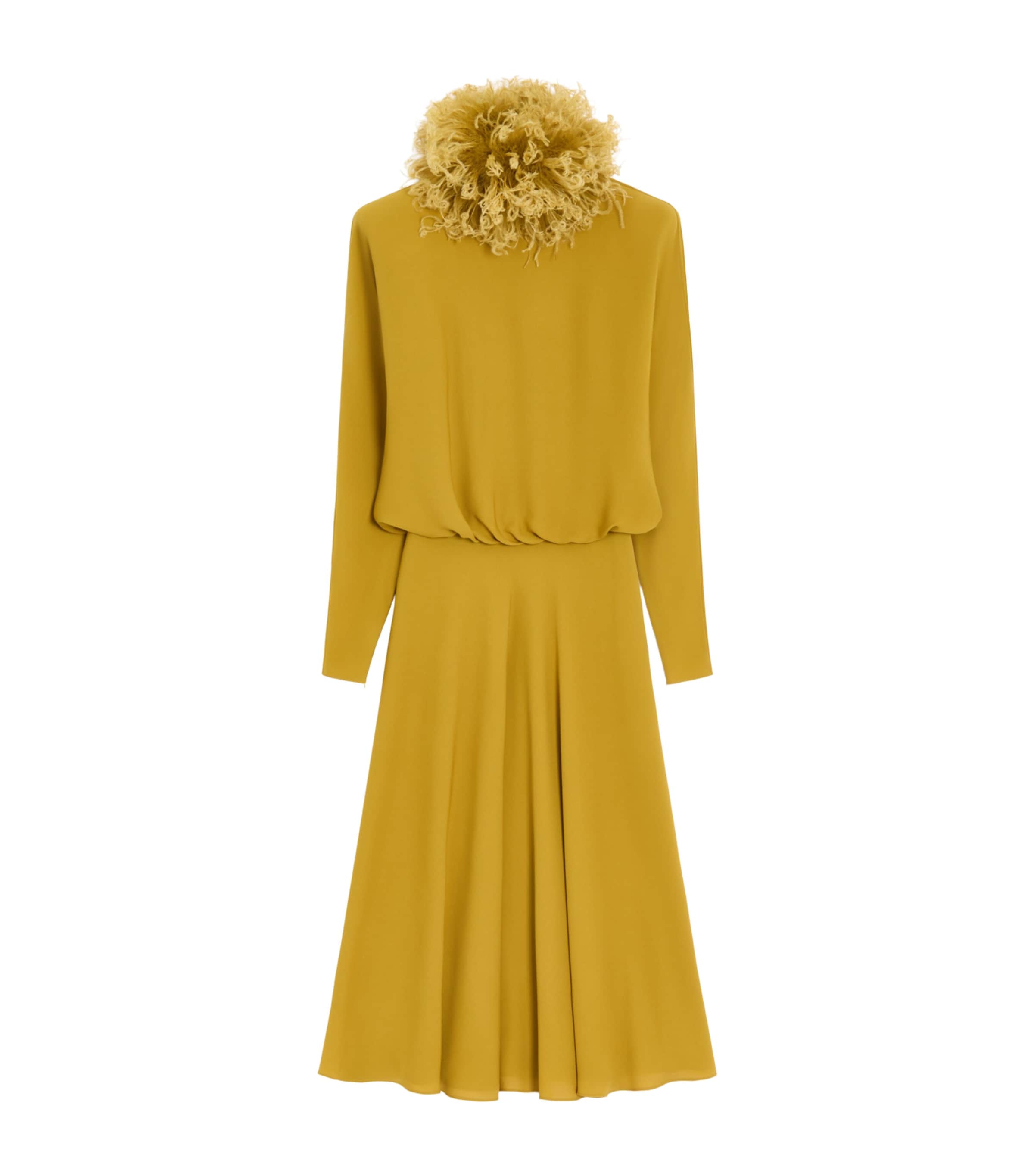 Valentino Womens Silk Feather-Trim Midi Dress