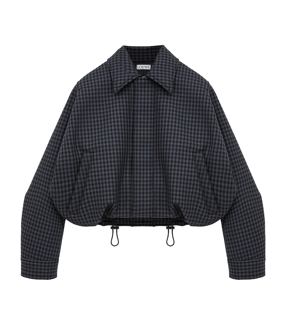 LOEWE Womens Wool-Blend Drawstring Jacket Blue/black