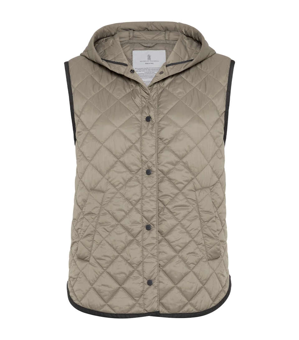 Brunello Cucinelli Womens Quilted Hooded Gilet