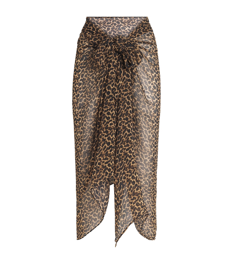 AWAY THAT DAY Womens Leopard Print Santorini Sarong Leopard Print