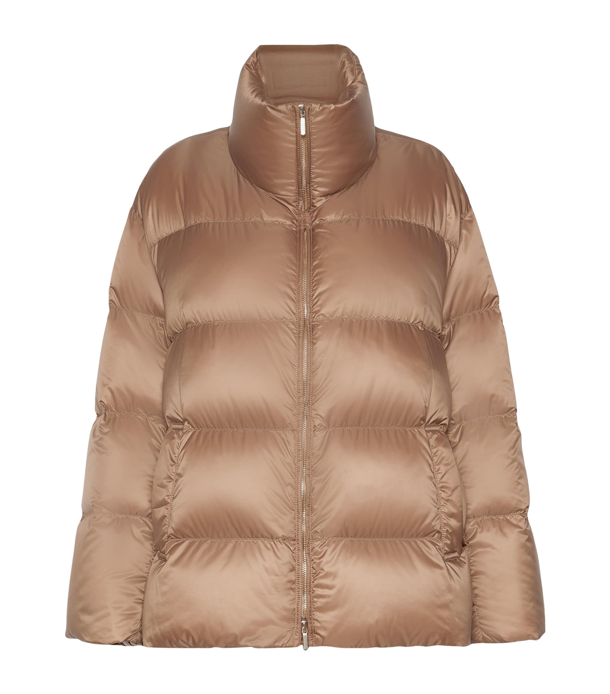 Max Mara Womens High-Neck Puffer Jacket Camel