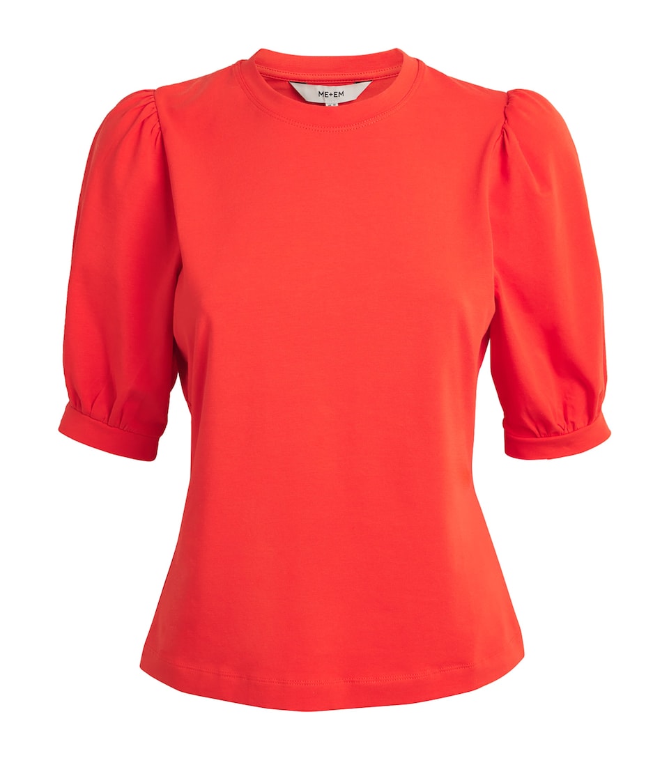 Stretch-Cotton Puffed Sleeve T-Shirt