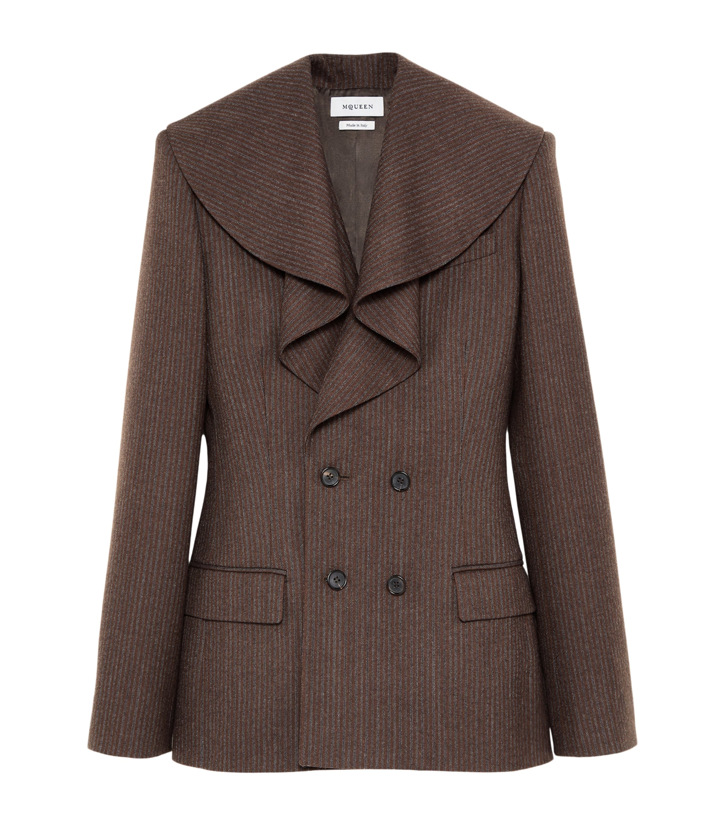 McQueen Womens Wool Pinstripe Double-Breasted Blazer