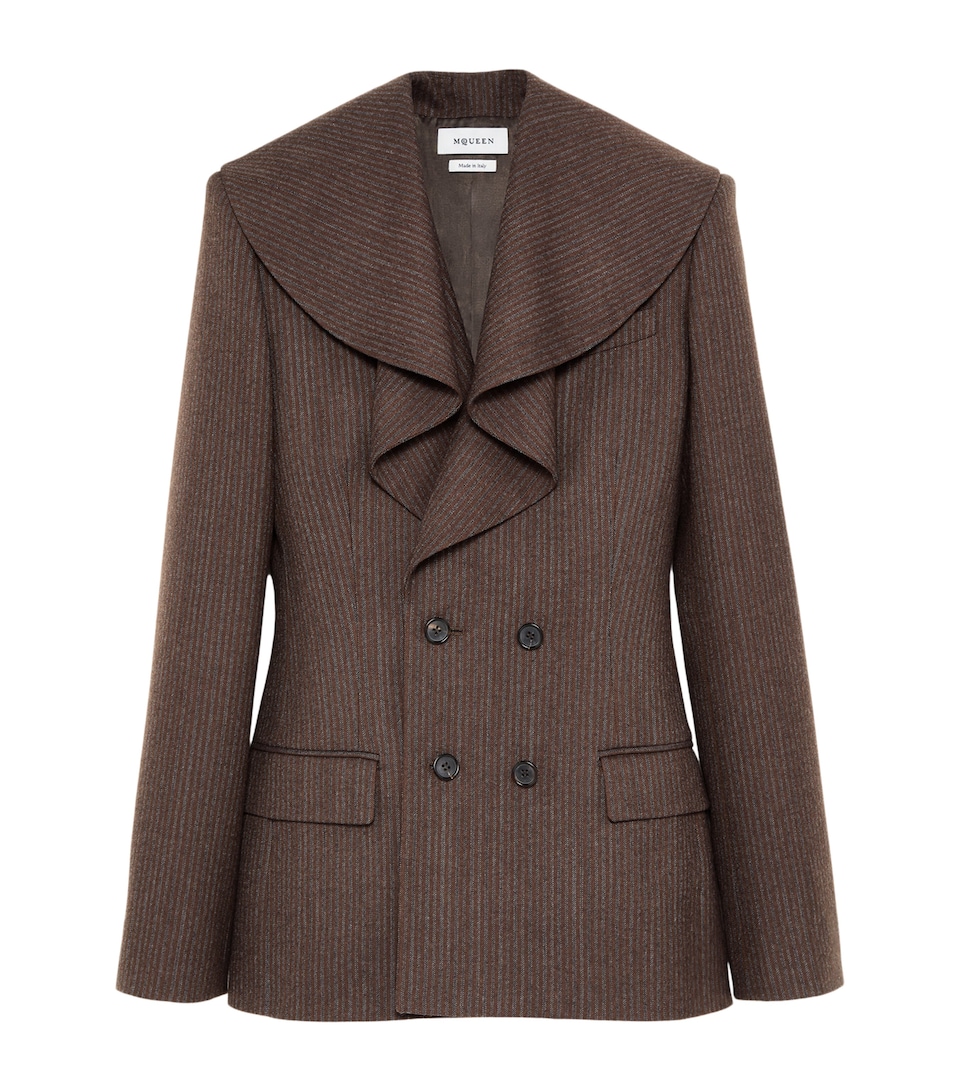 McQueen Womens Wool Pinstripe Double-Breasted Blazer