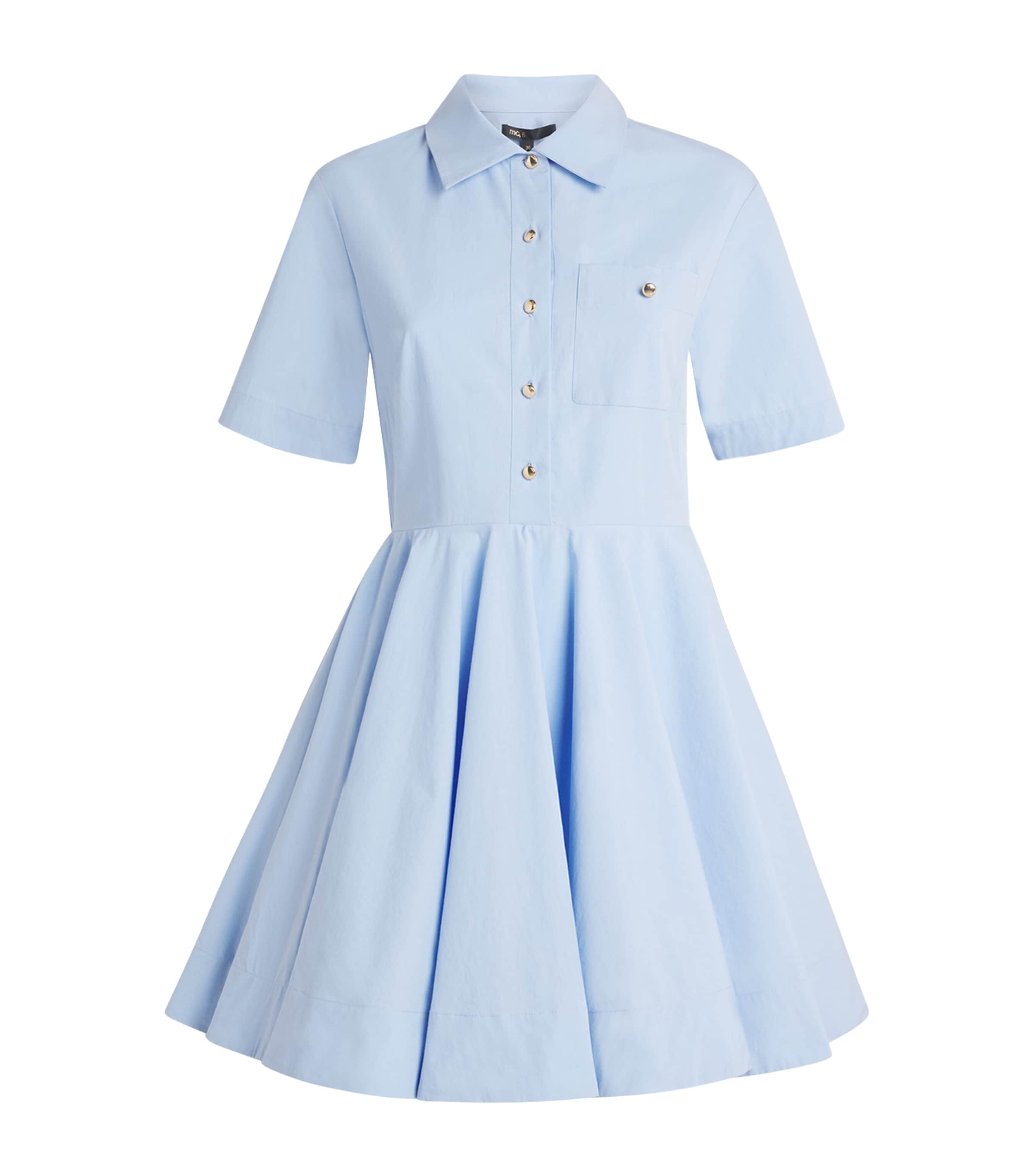 Maje Womens Poplin Mini Shirt Dress Blue Sky