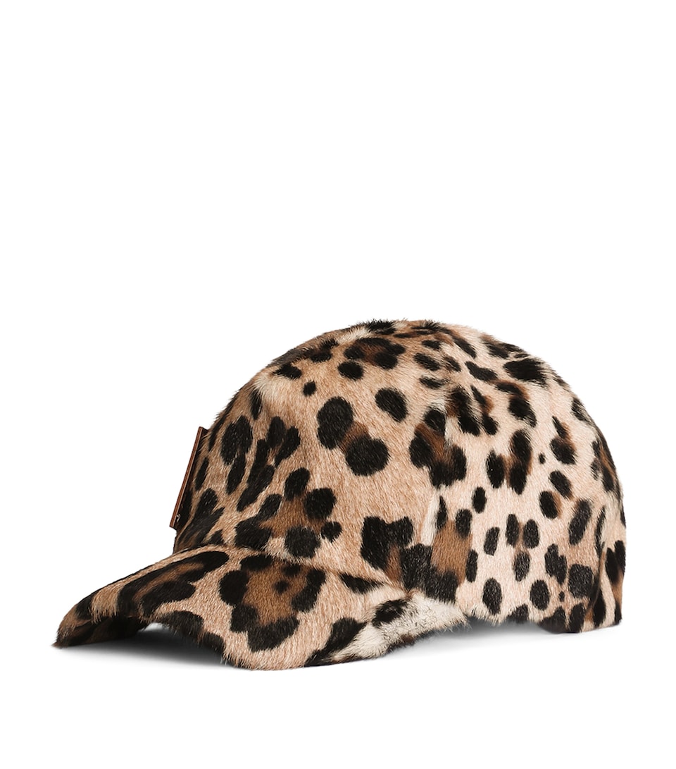 Dolce&Gabbana Goat Hair Leopard Print Baseball Cap Combined Colou
