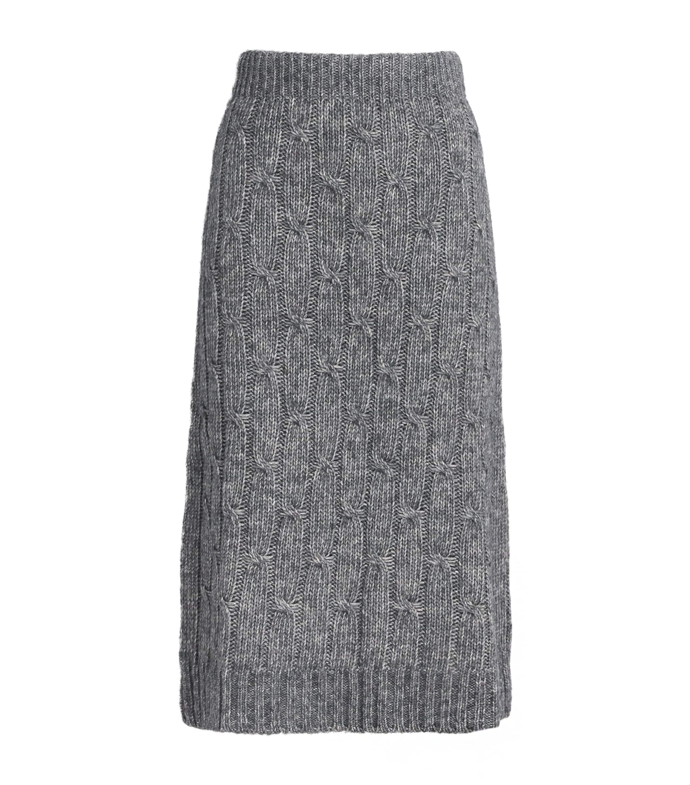 Cotton-Alpaca-Wool Midi Skirt