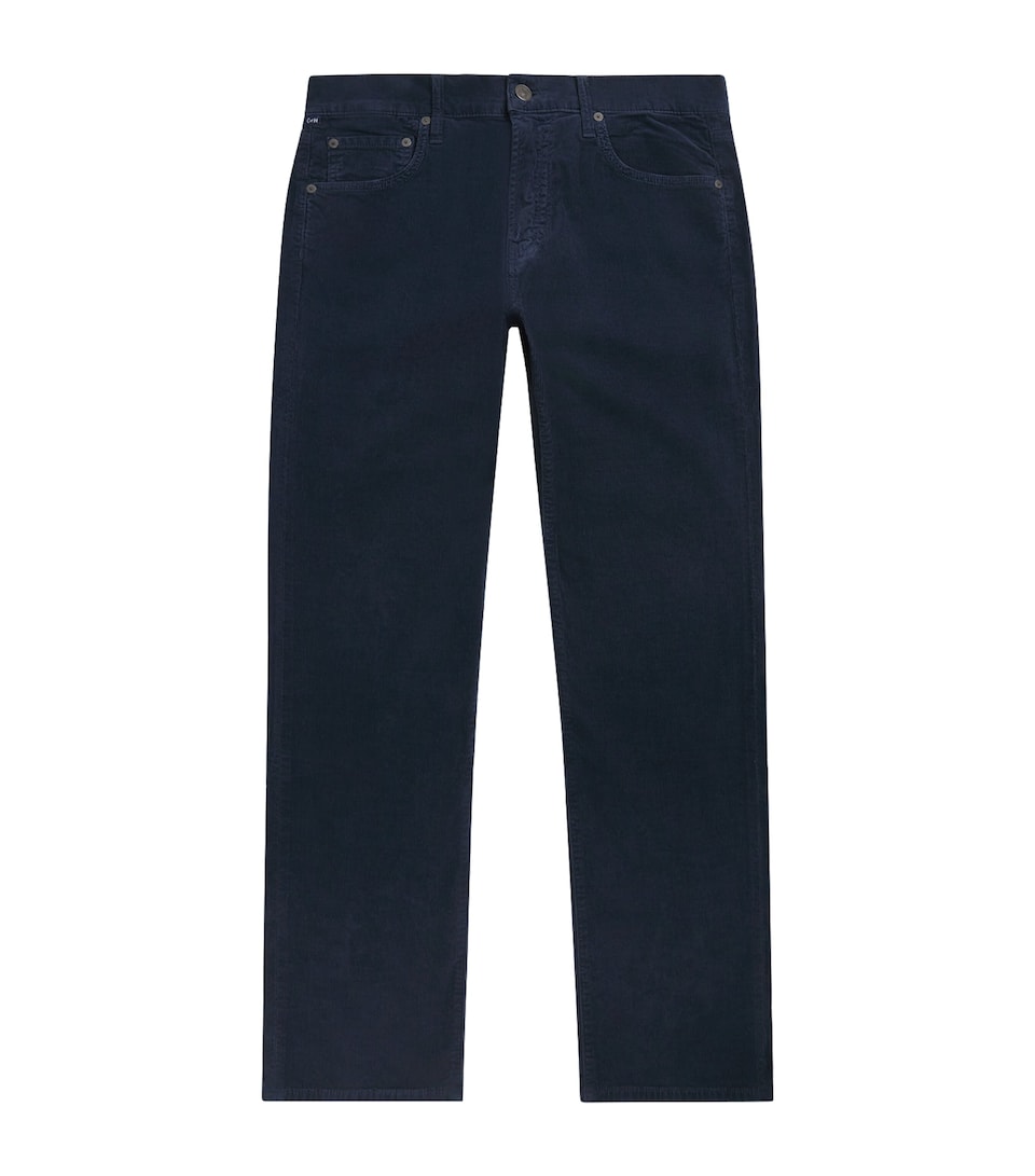 Citizens of Humanity Mens Corduroy Elijah Straight Jeans Dark Blue
