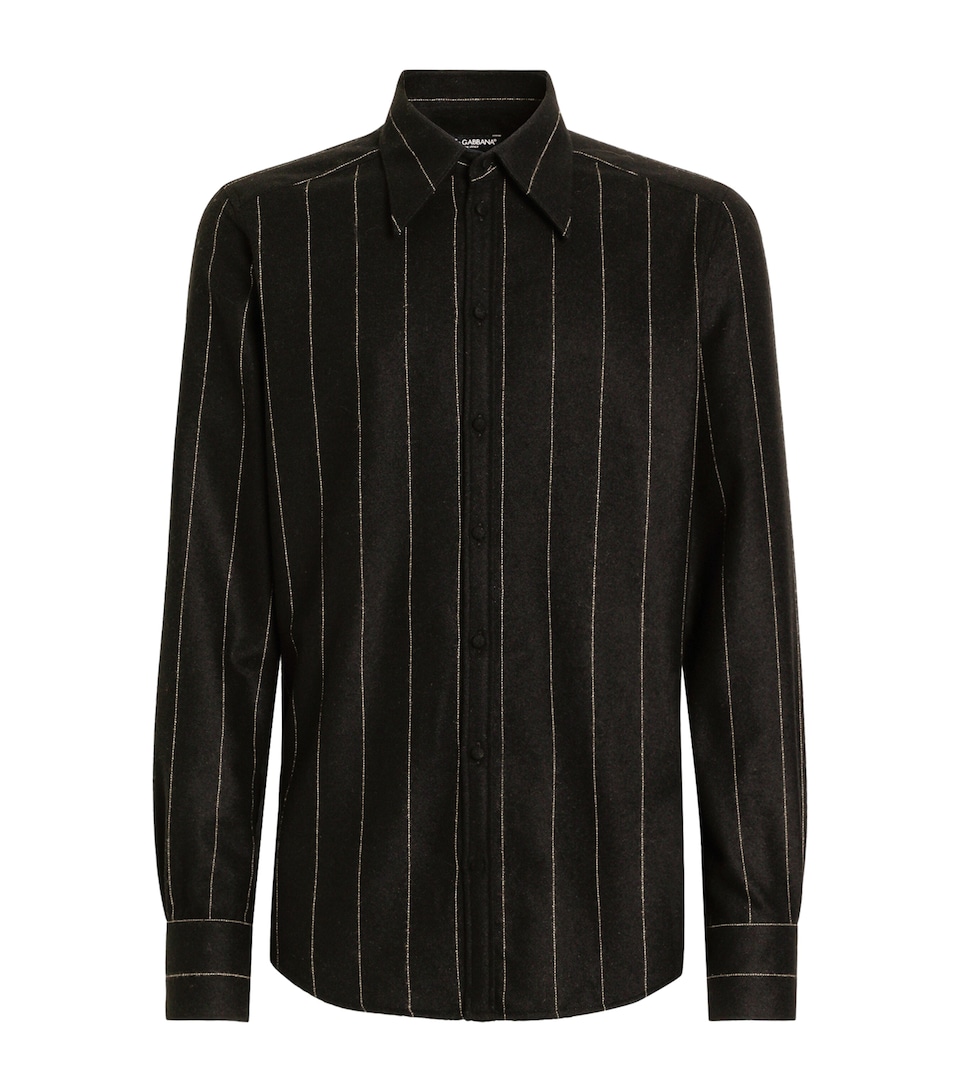 Wool-Blend Pinstripe Flannel Shirt