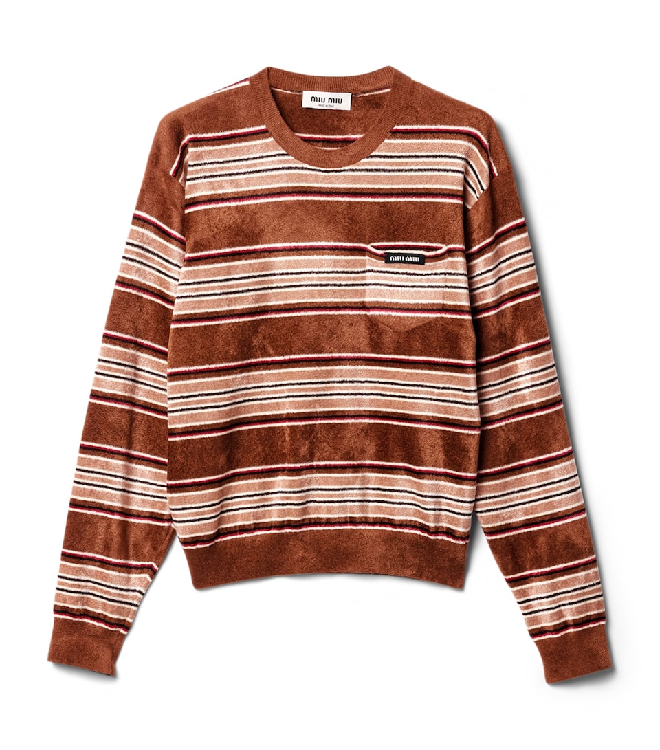Miu Miu Womens Chenille Stripe Sweater