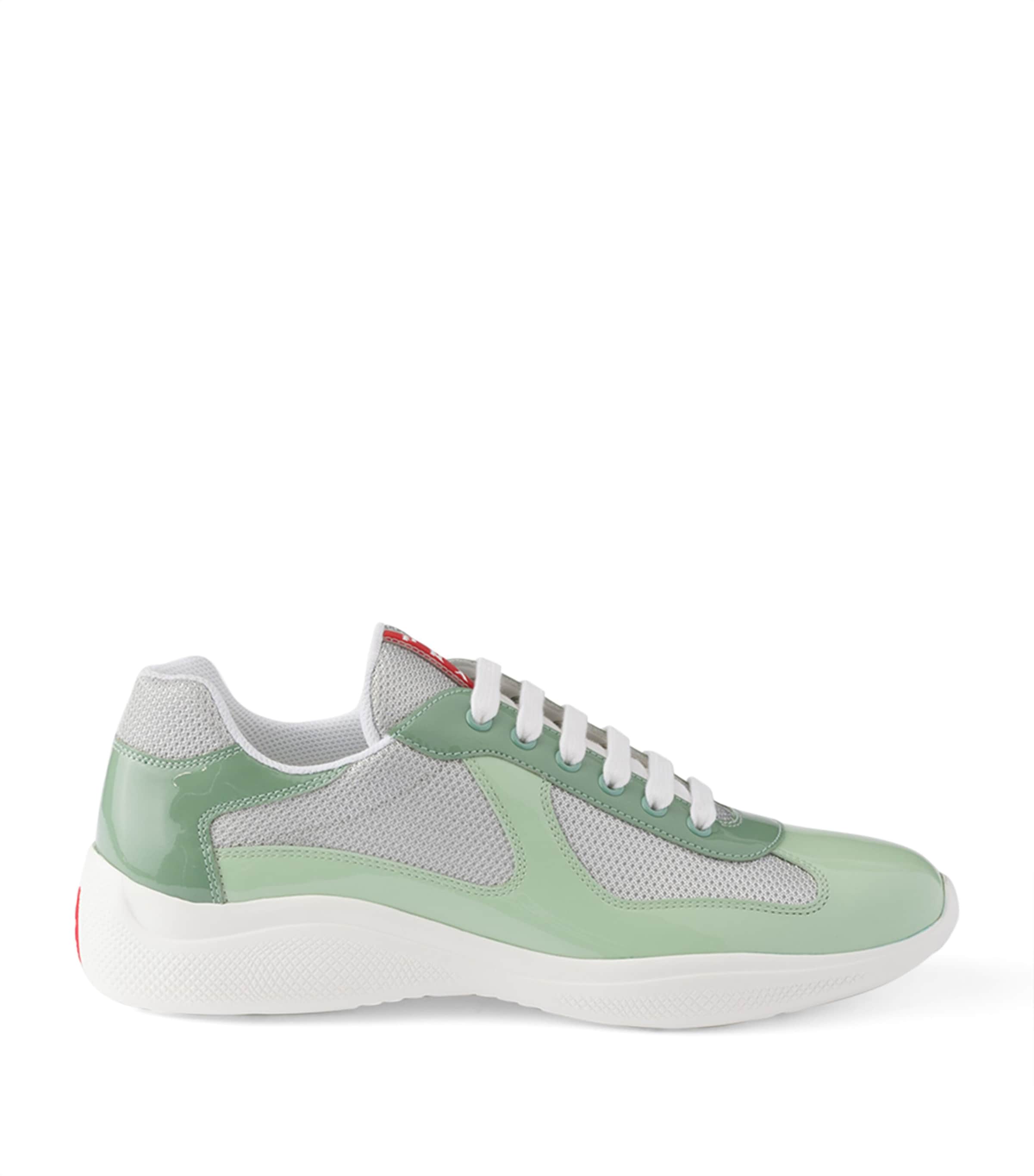 Prada Patent Leather-Mesh America's Cup Sneakers Green