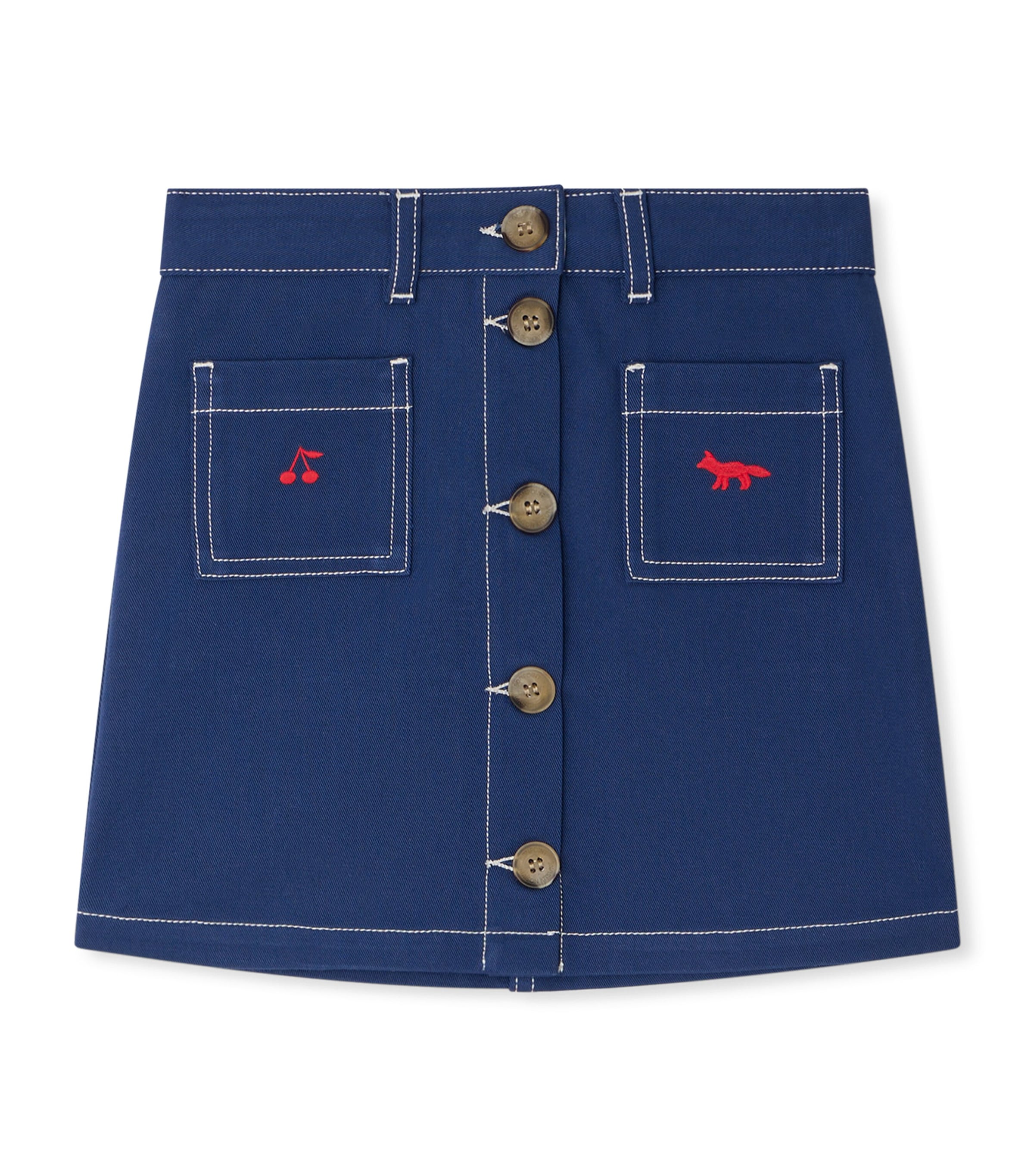 Bonpoint x Maison Kitsuné Laurine Denim Skirt (4-14 Years) Bleu De Prusse