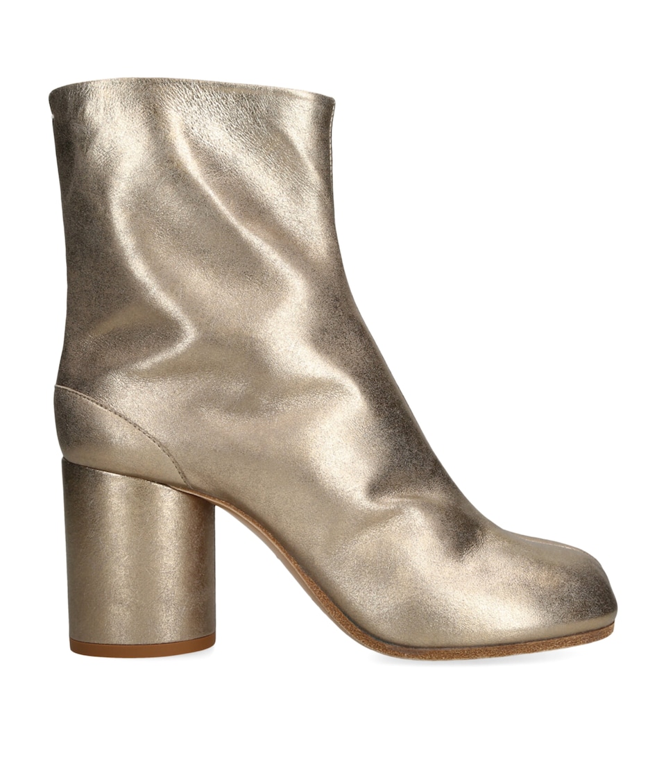 Metallic Leather Tabi Ankle Boots 80