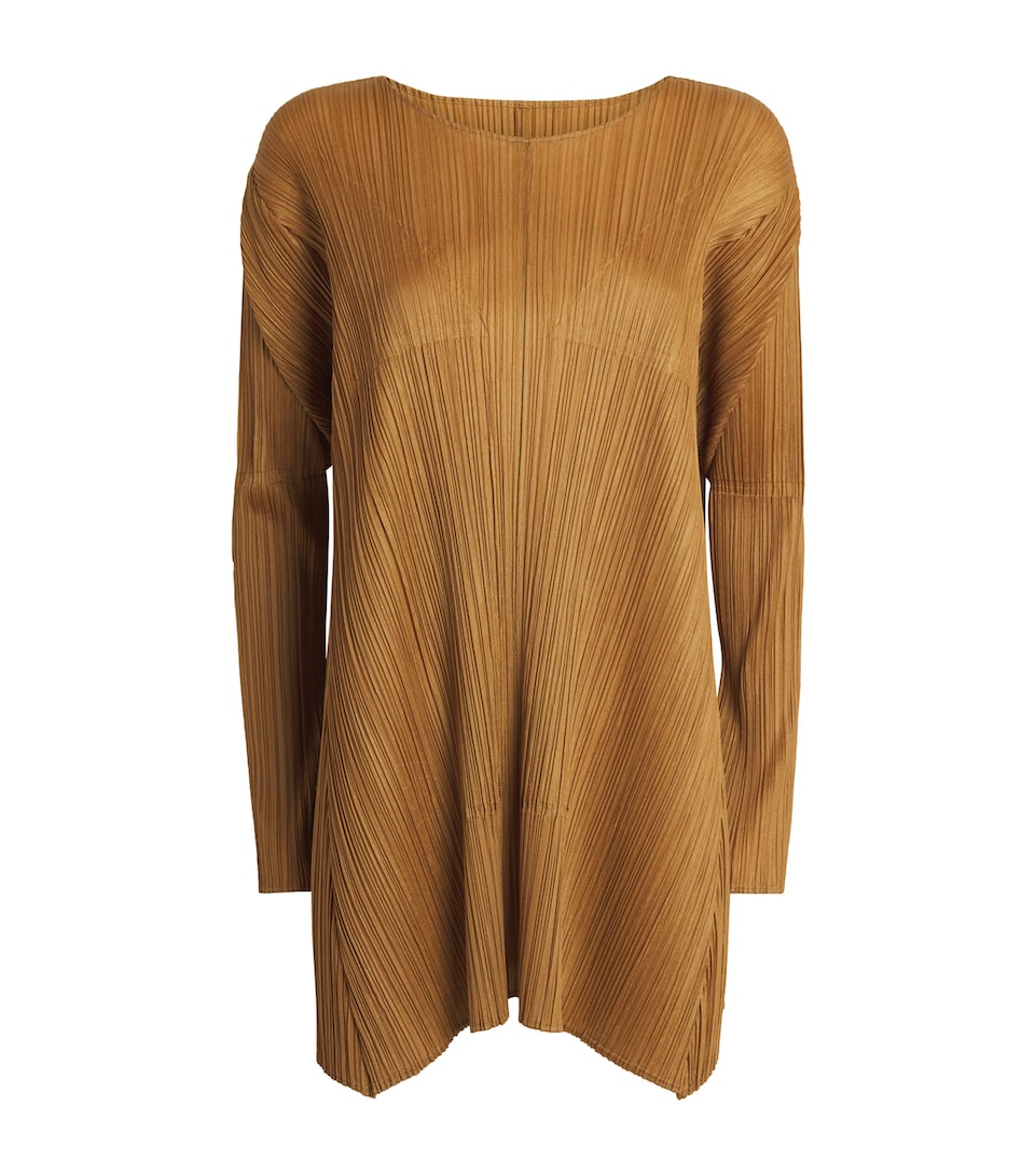 Pleats Please Issey Miyake Womens Efficient Square 2 Top Camel Brown