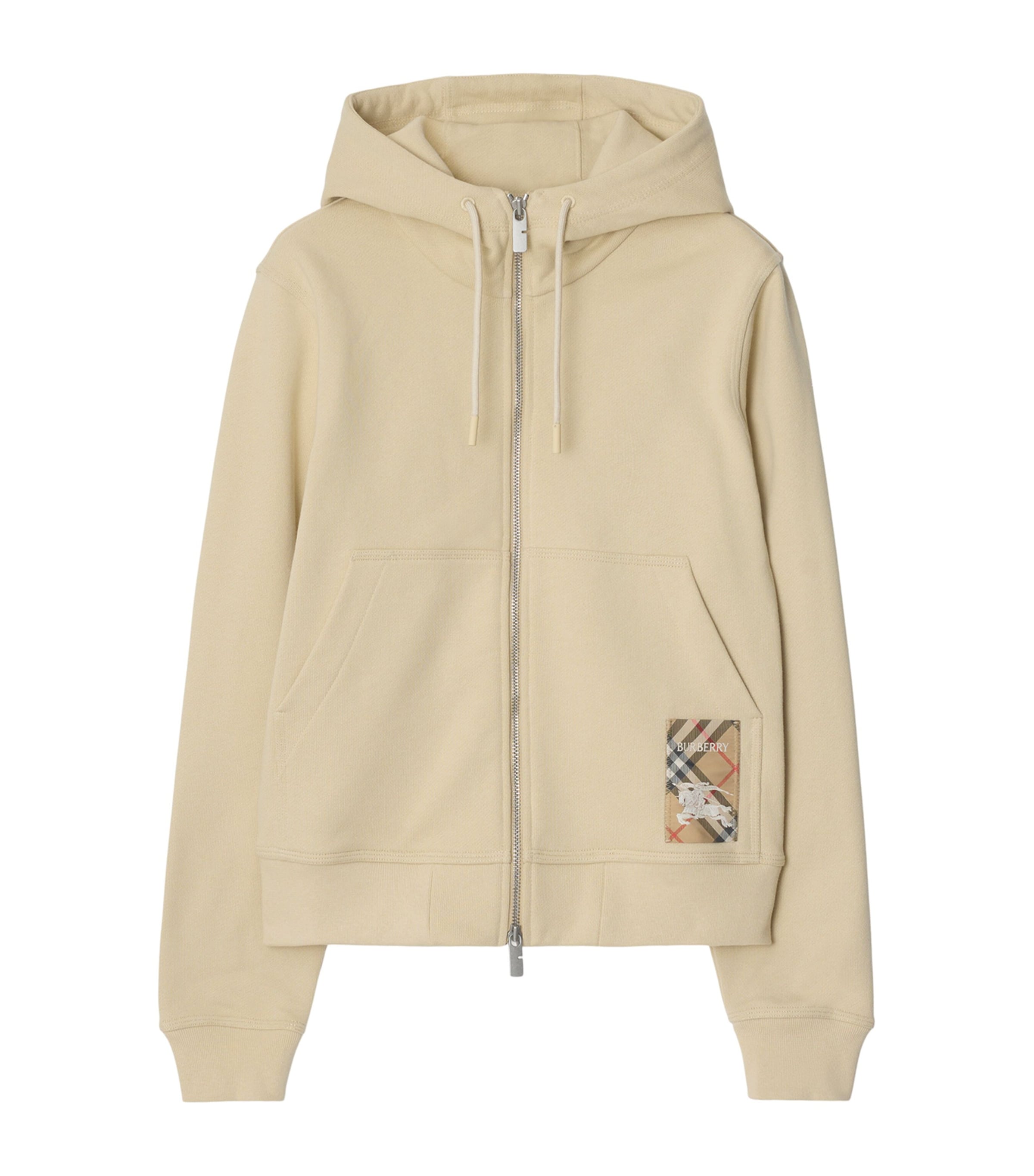 Cotton Check-Patch Hoodie