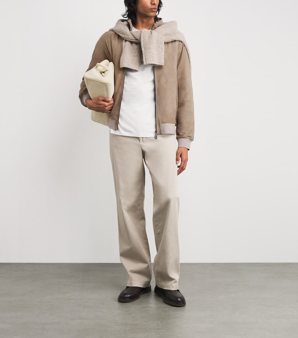 Suede Padded Bomber Jacket