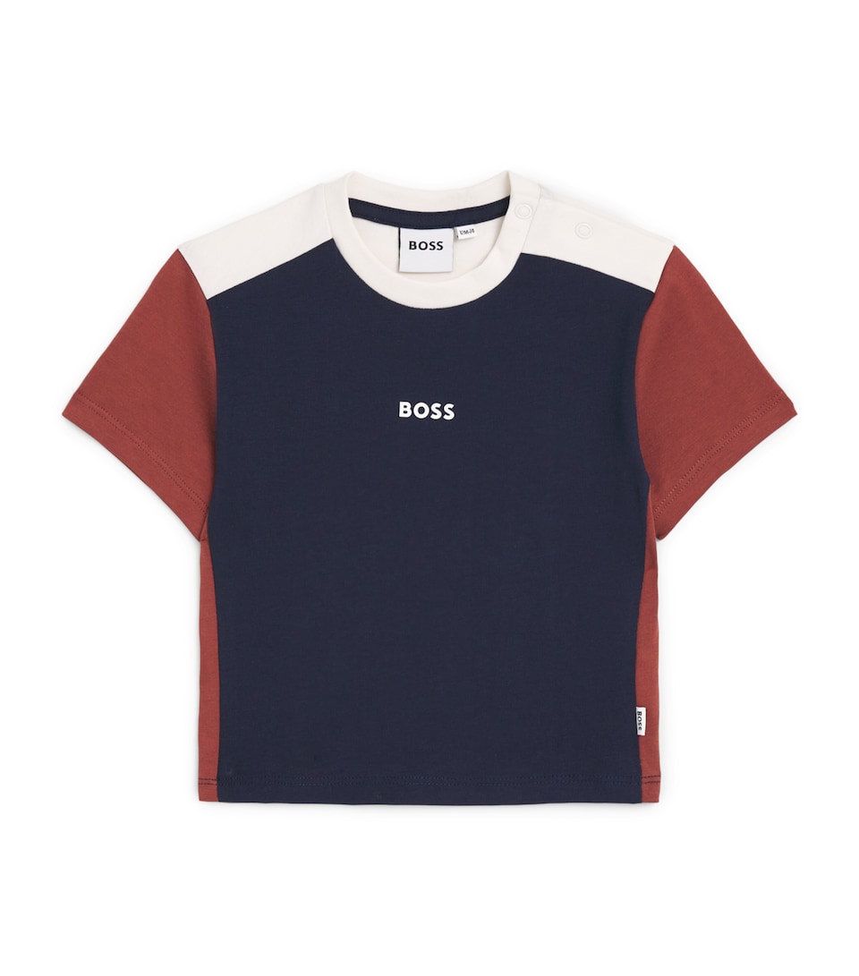 BOSS Kidswear Cotton Panelled Logo T-Shirt (3 Months-3 Years) Navy