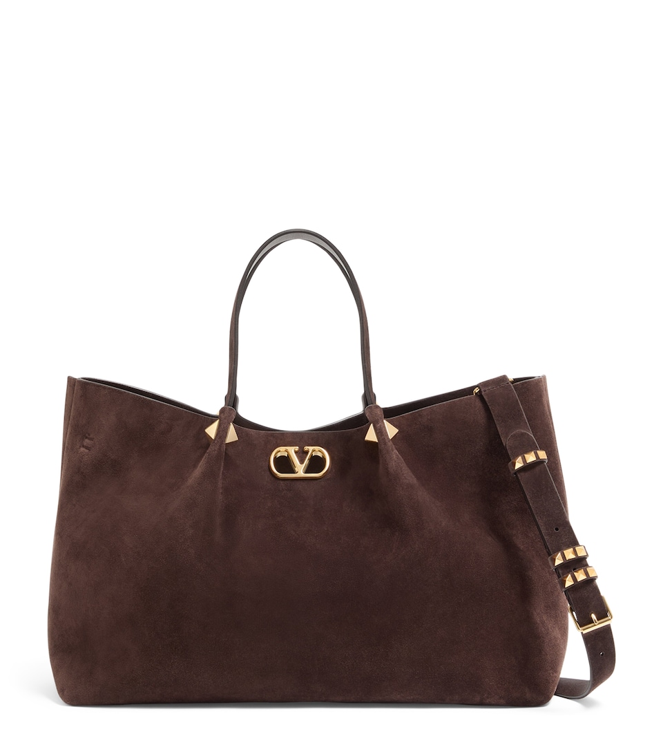 Valentino Garavani Large Suede VLogo Signature Tote Bag