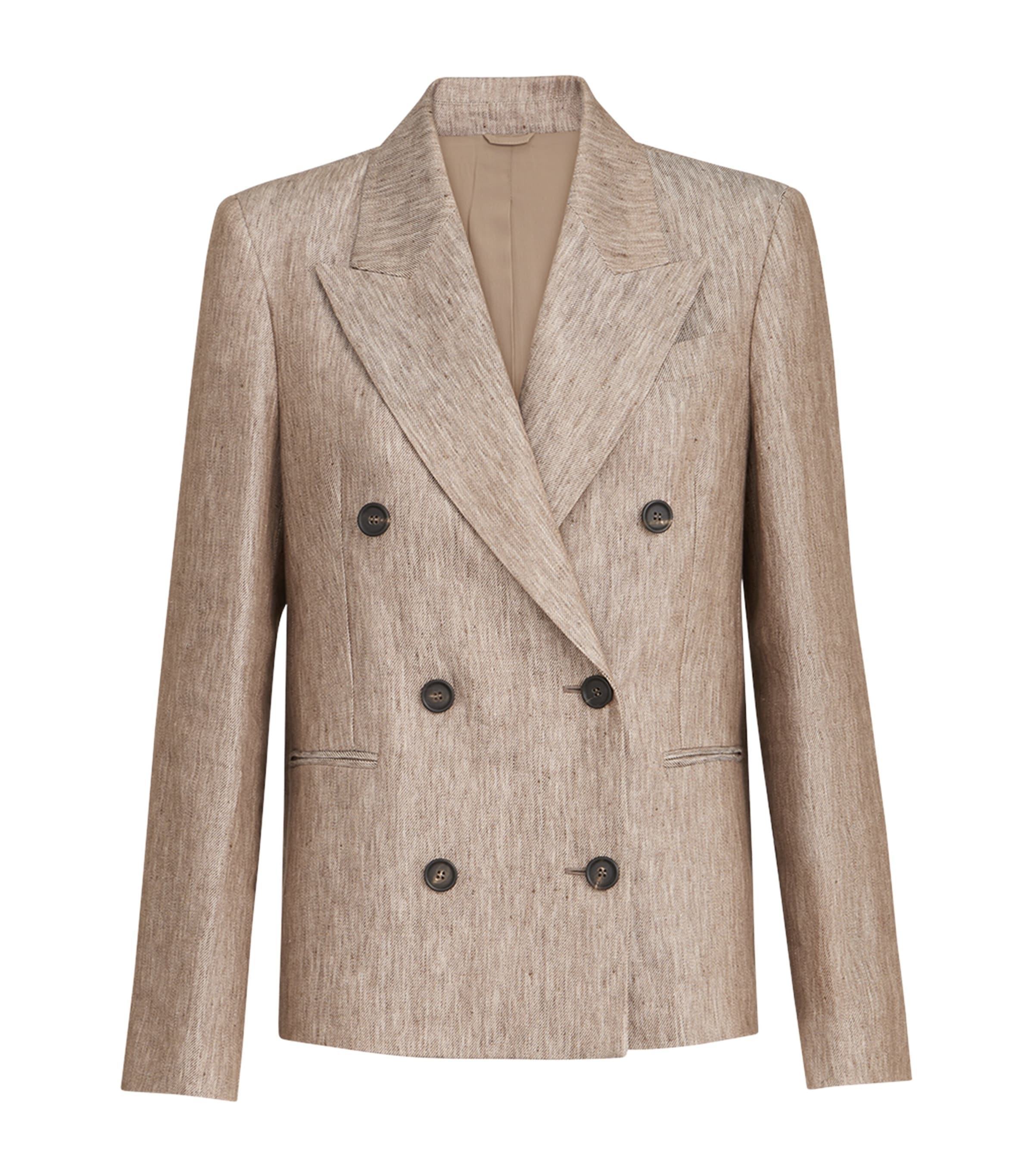 Brunello Cucinelli Womens Linen Monili Double-Breasted Blazer