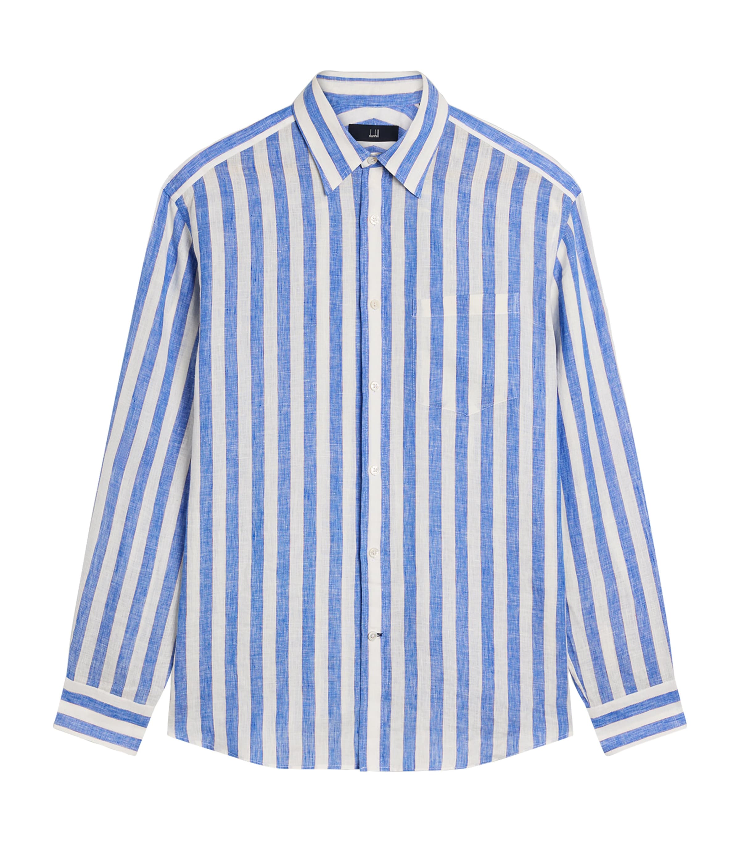 Dunhill Mens Linen Stripe Shirt Blue