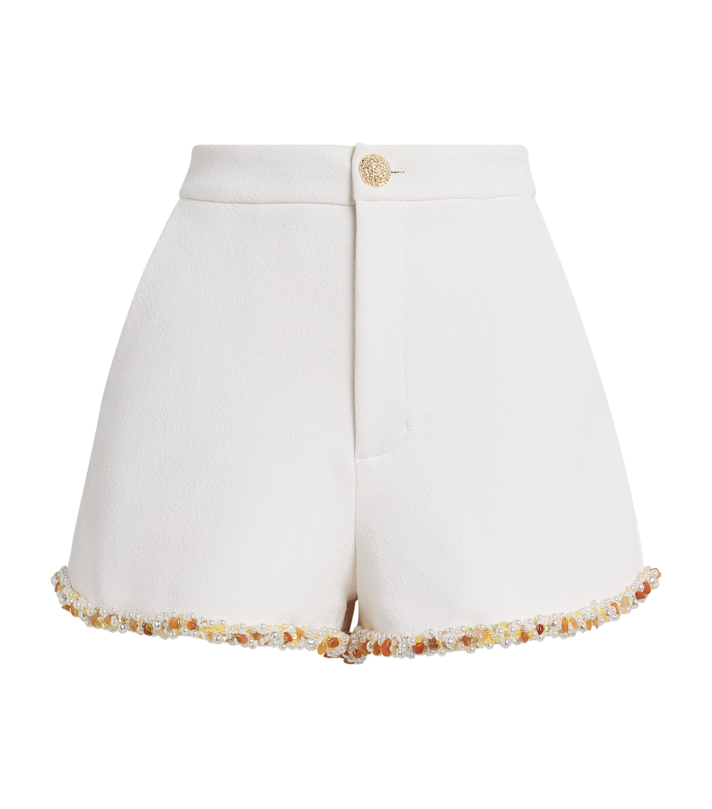 Embroidered Jade Tailored Shorts