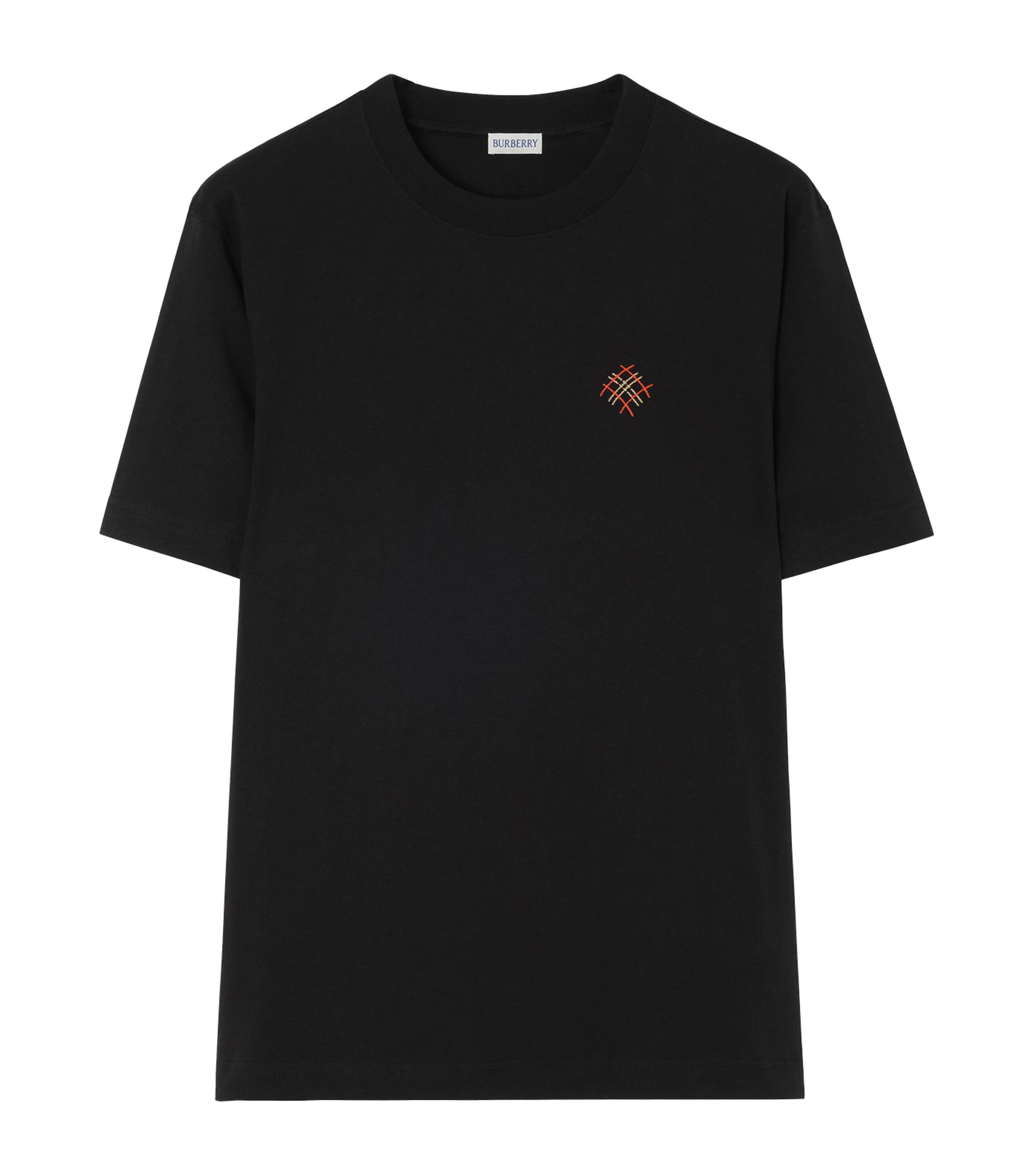 Burberry Mens Cotton Embroidered Logo T-Shirt Black