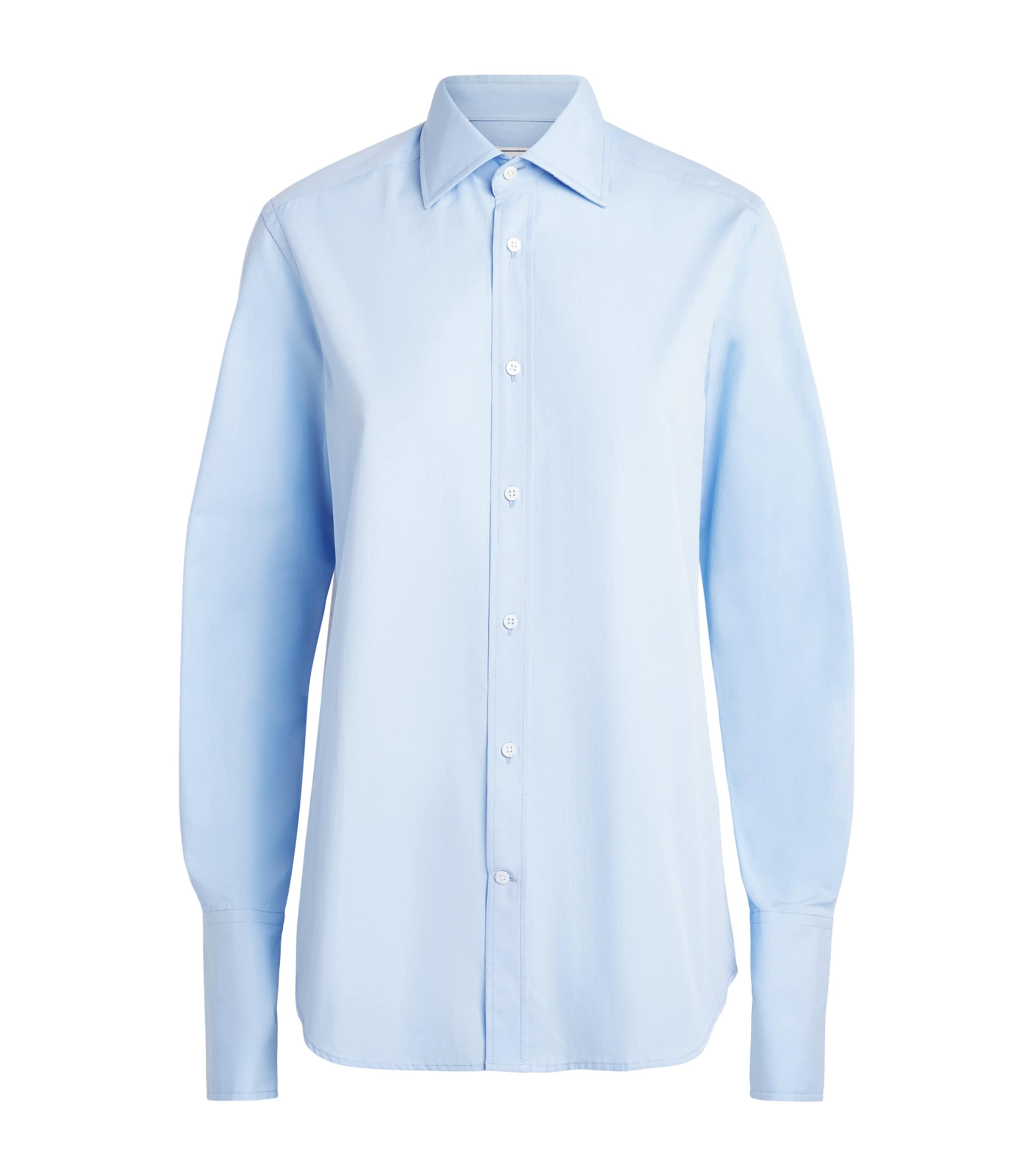 With Nothing Underneath Womens Exaggerated Cuff The Boyfriend Shirt Sky Blue