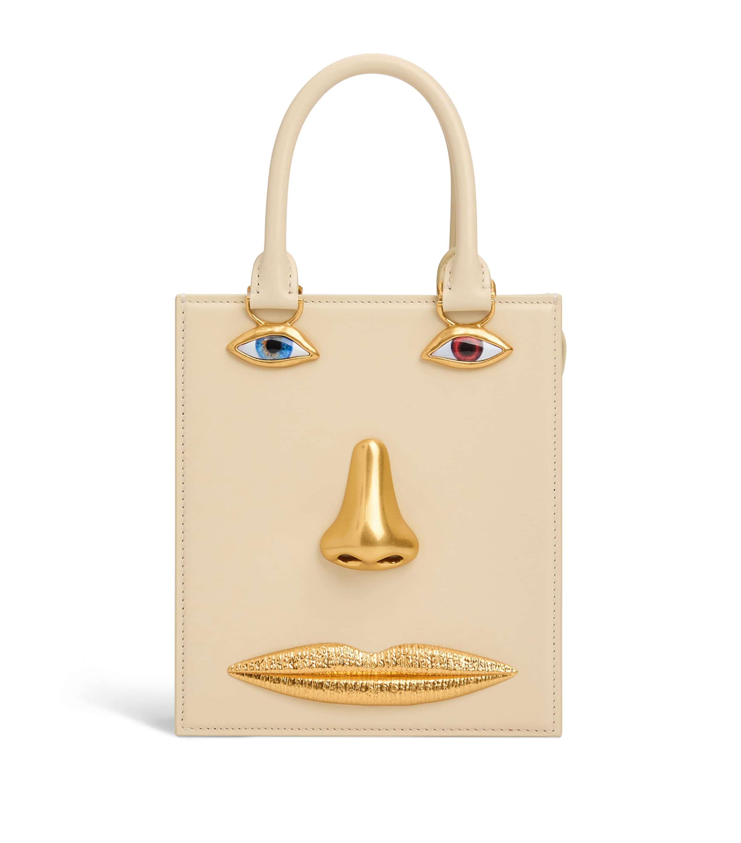 Schiaparelli Mini Leather Face Top-Handle Bag Ecru