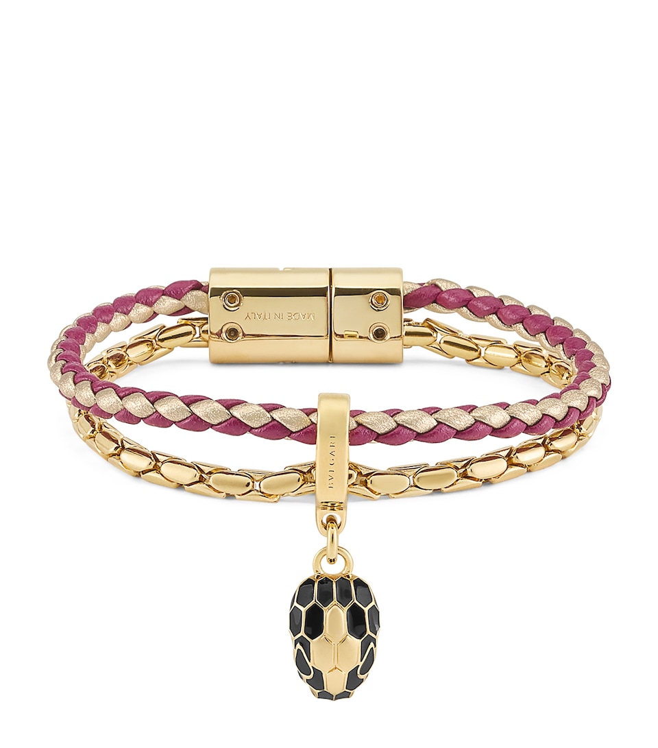 Bvlgari Leather Serpenti Forever Bracelet Pink