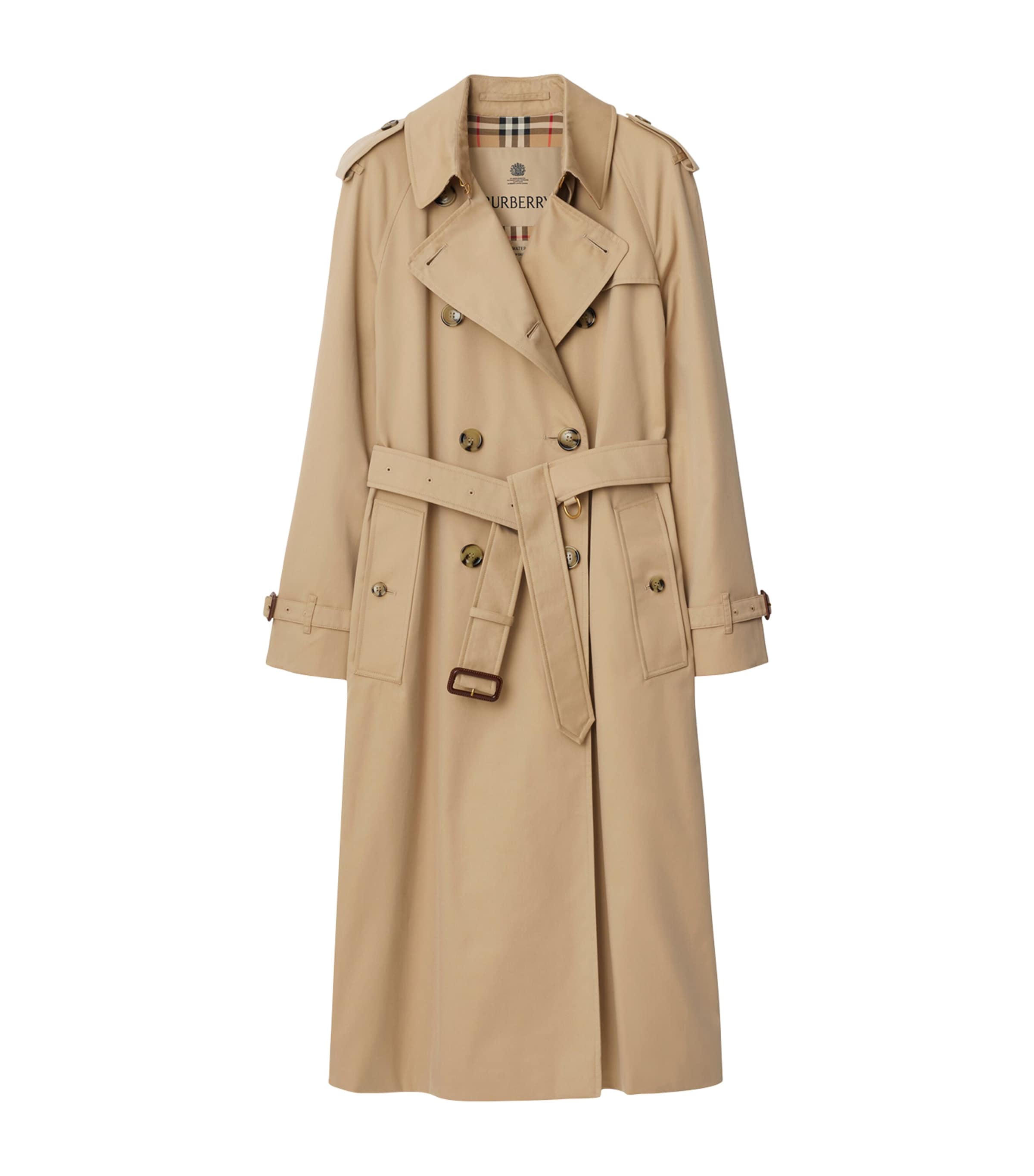 Burberry Womens Gabardine Waterloo Heritage Trench Coat Honey