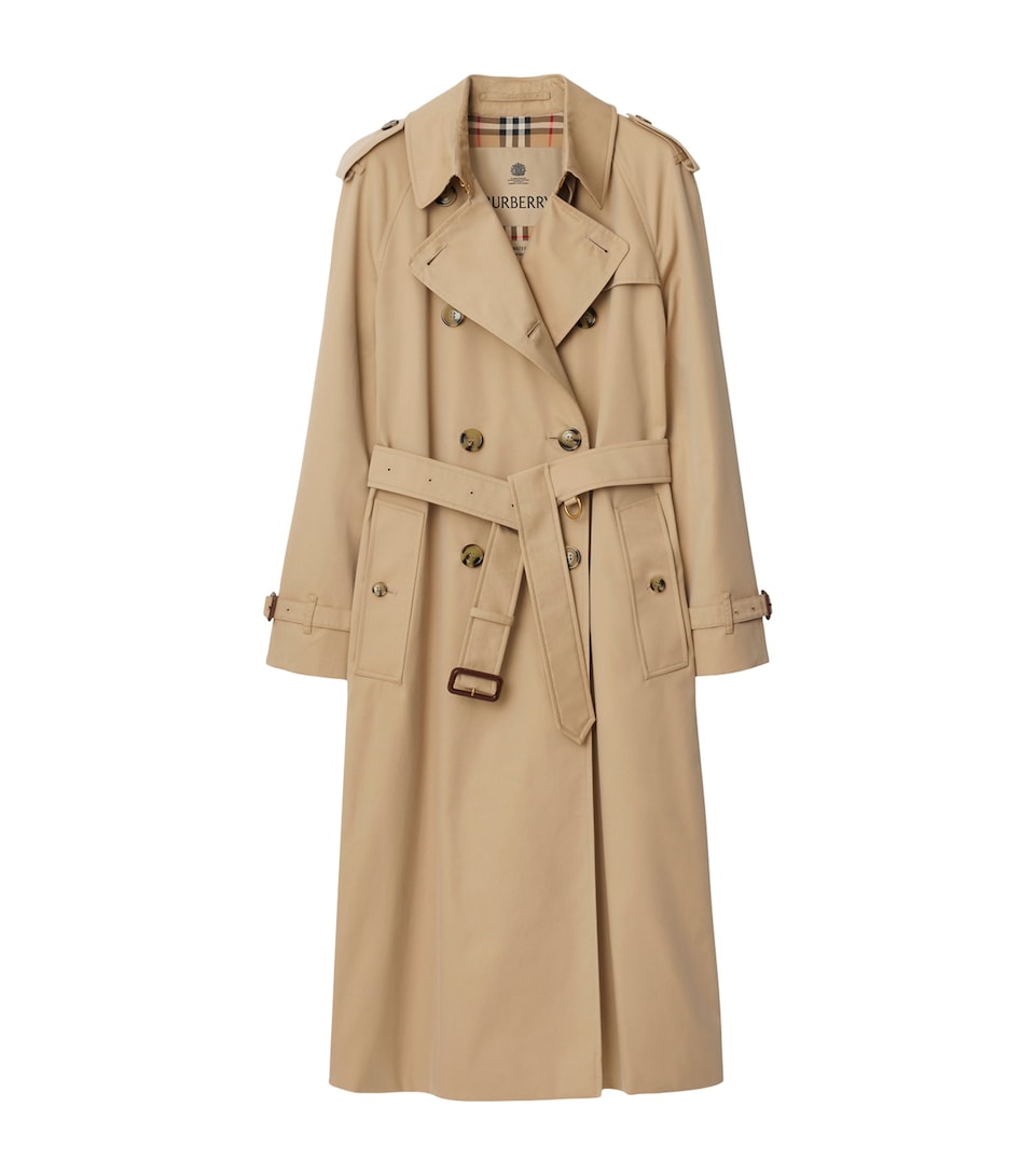 Burberry Womens Gabardine Waterloo Heritage Trench Coat Honey