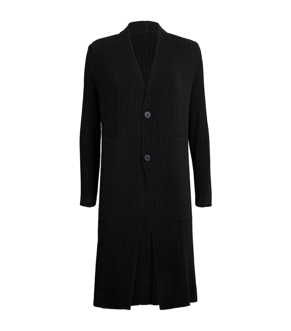 Hatching Pleats Longline Coat