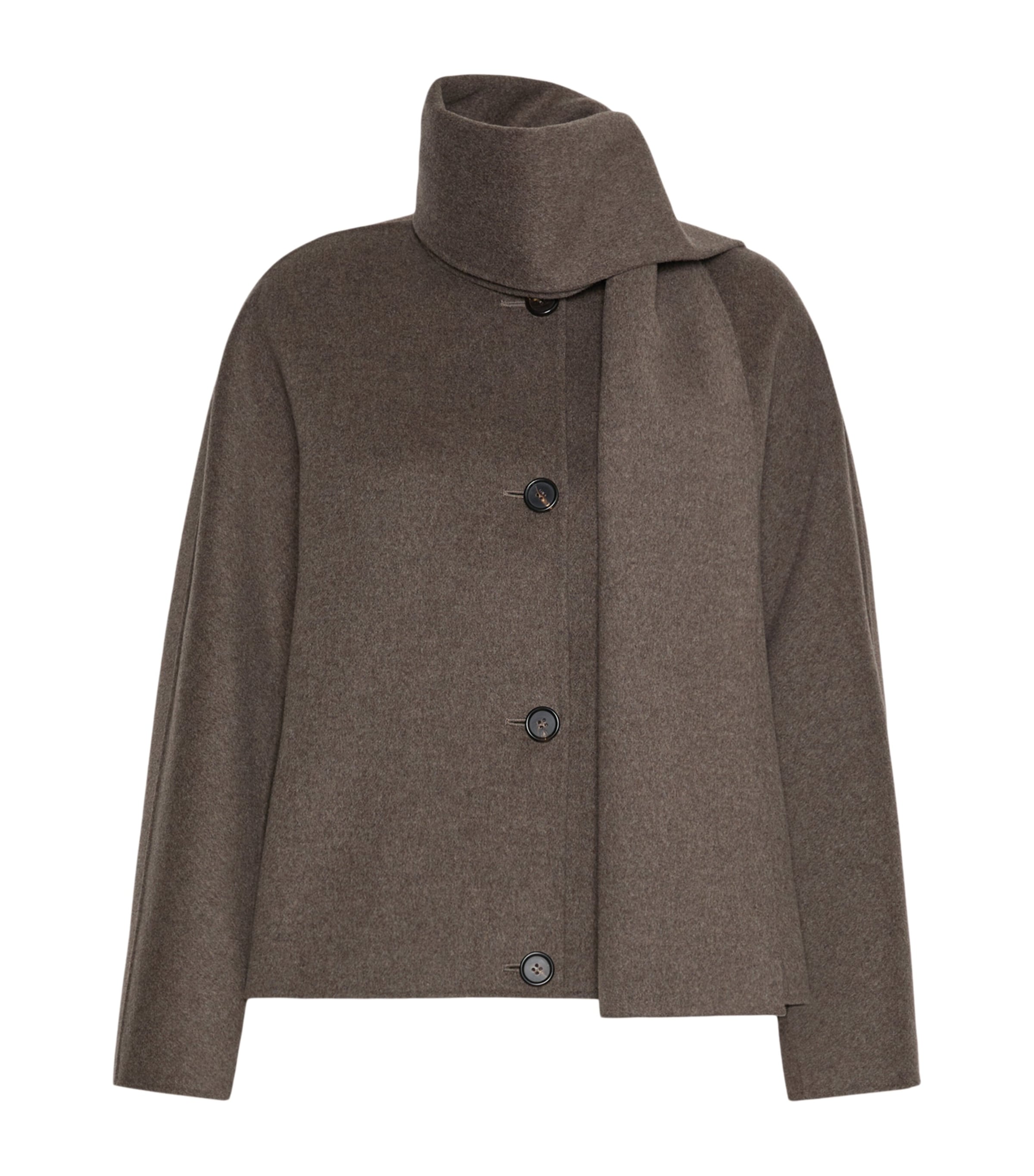 Max Mara Womens Virgin Wool Scarf-Neck Jacket Medium Grey
