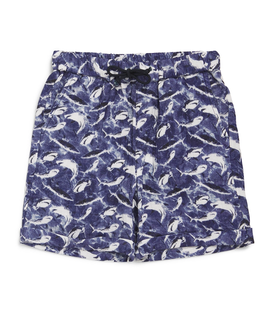 Vilebrequin Kids Shark Print Shorts (2-12 Years) Bleu Marine