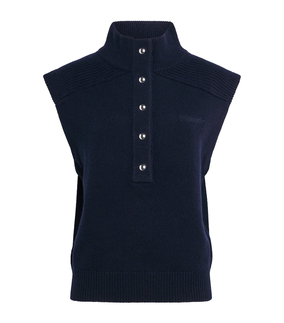 Claudie Pierlot Womens Wool Sweater Vest Navy